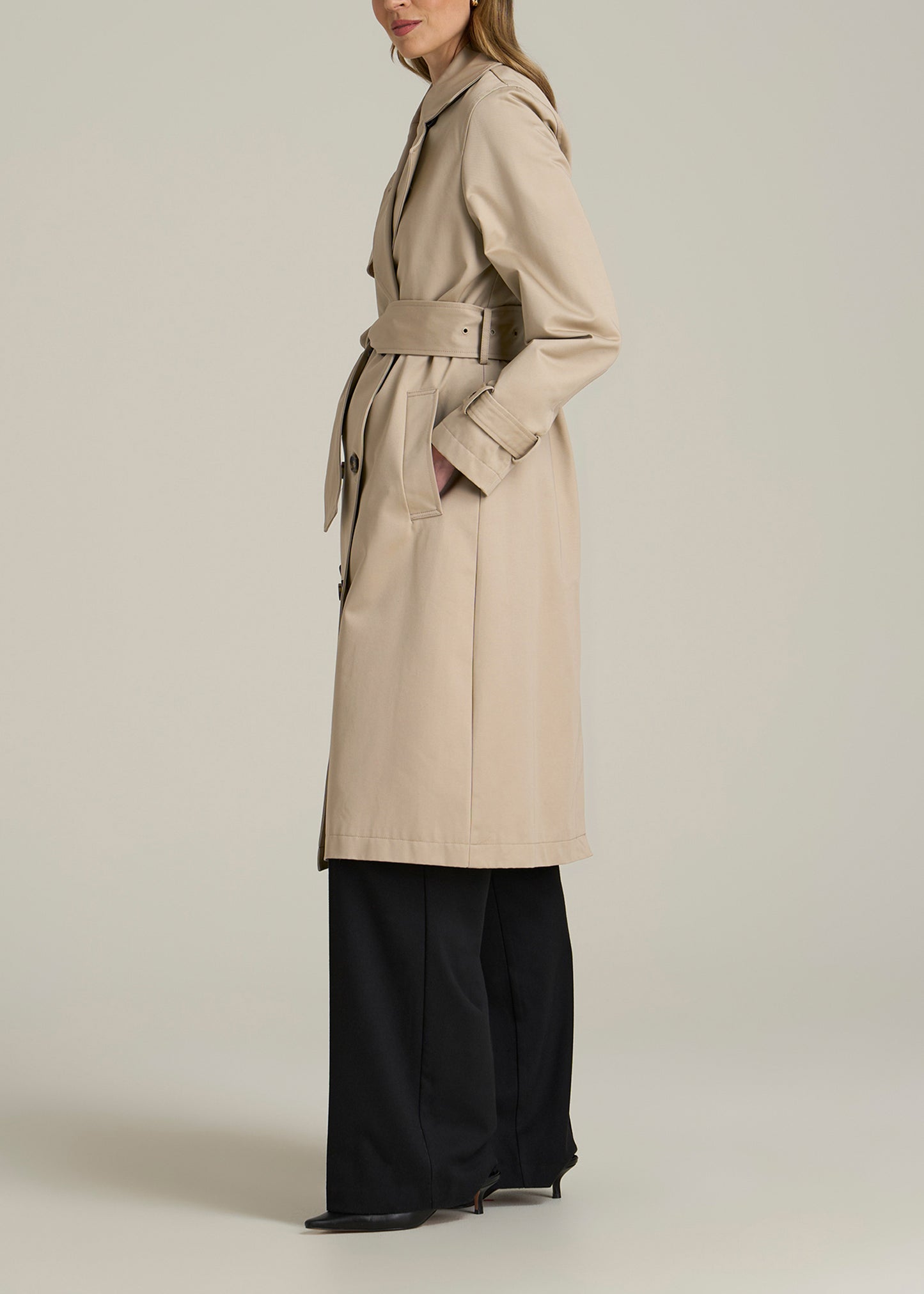 Trench Coat for Tall Women in Light Khaki