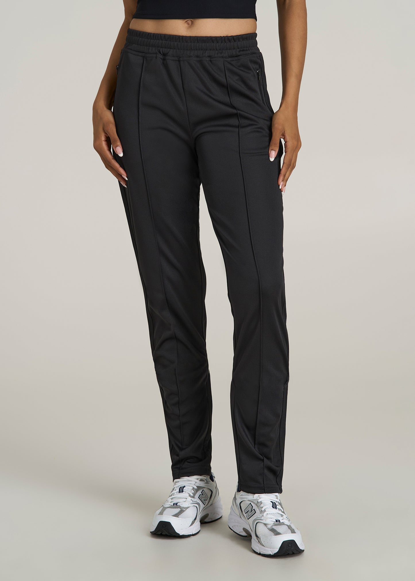 Athletic Stripe Pants for Tall Women in Black And Black