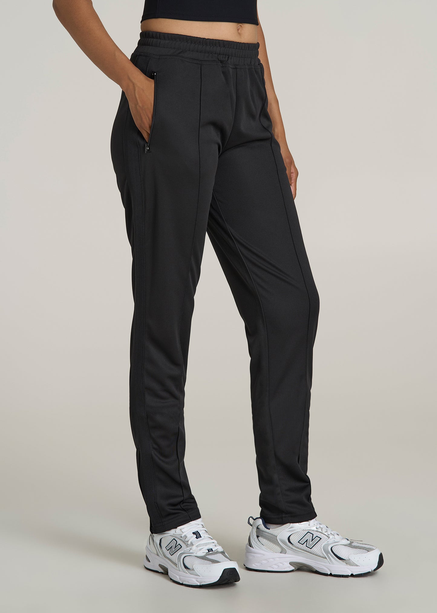 Athletic Stripe Pants for Tall Women in Black And Black