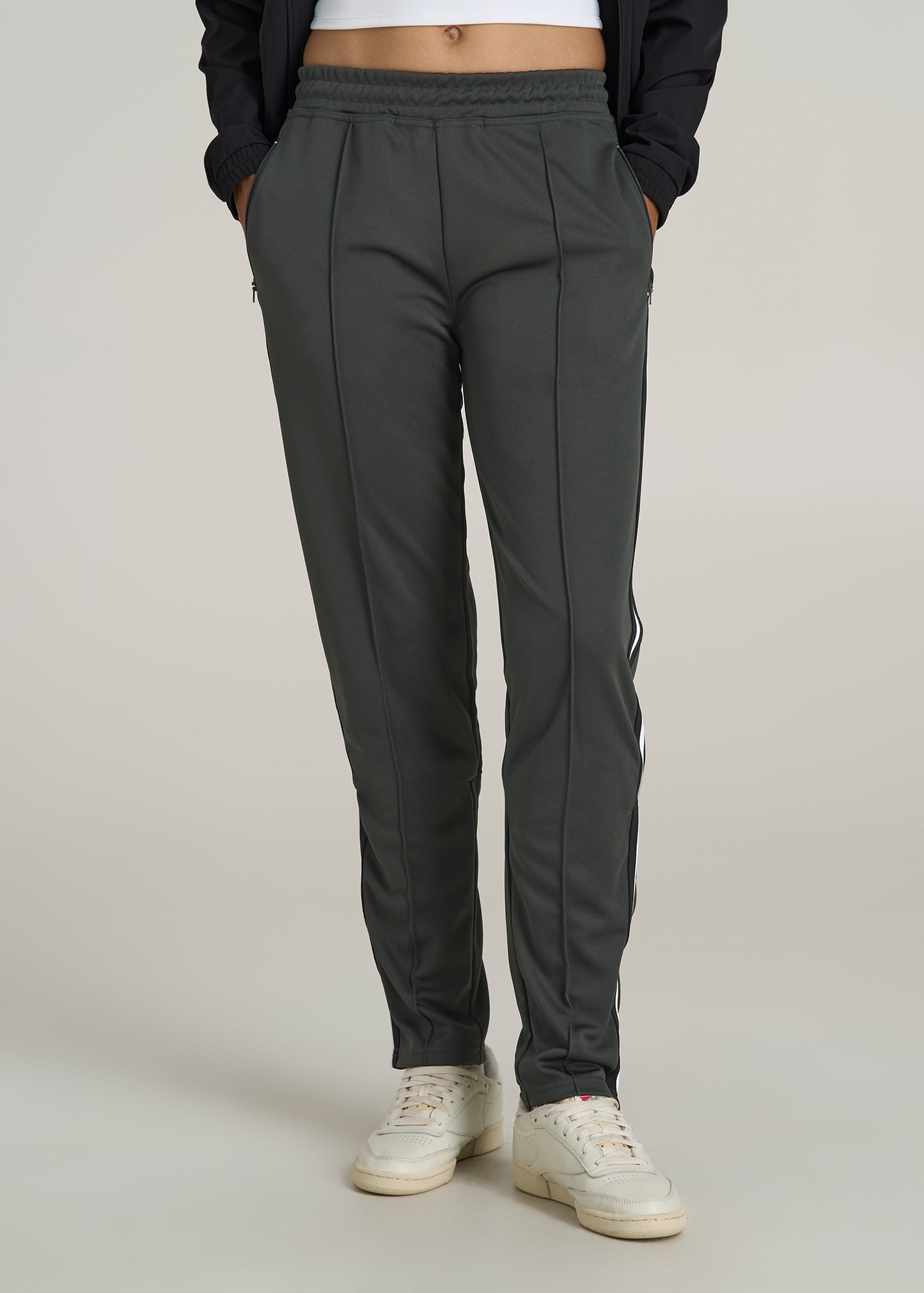 Athletic Stripe Pants for Tall Women in Pine Grove and Black