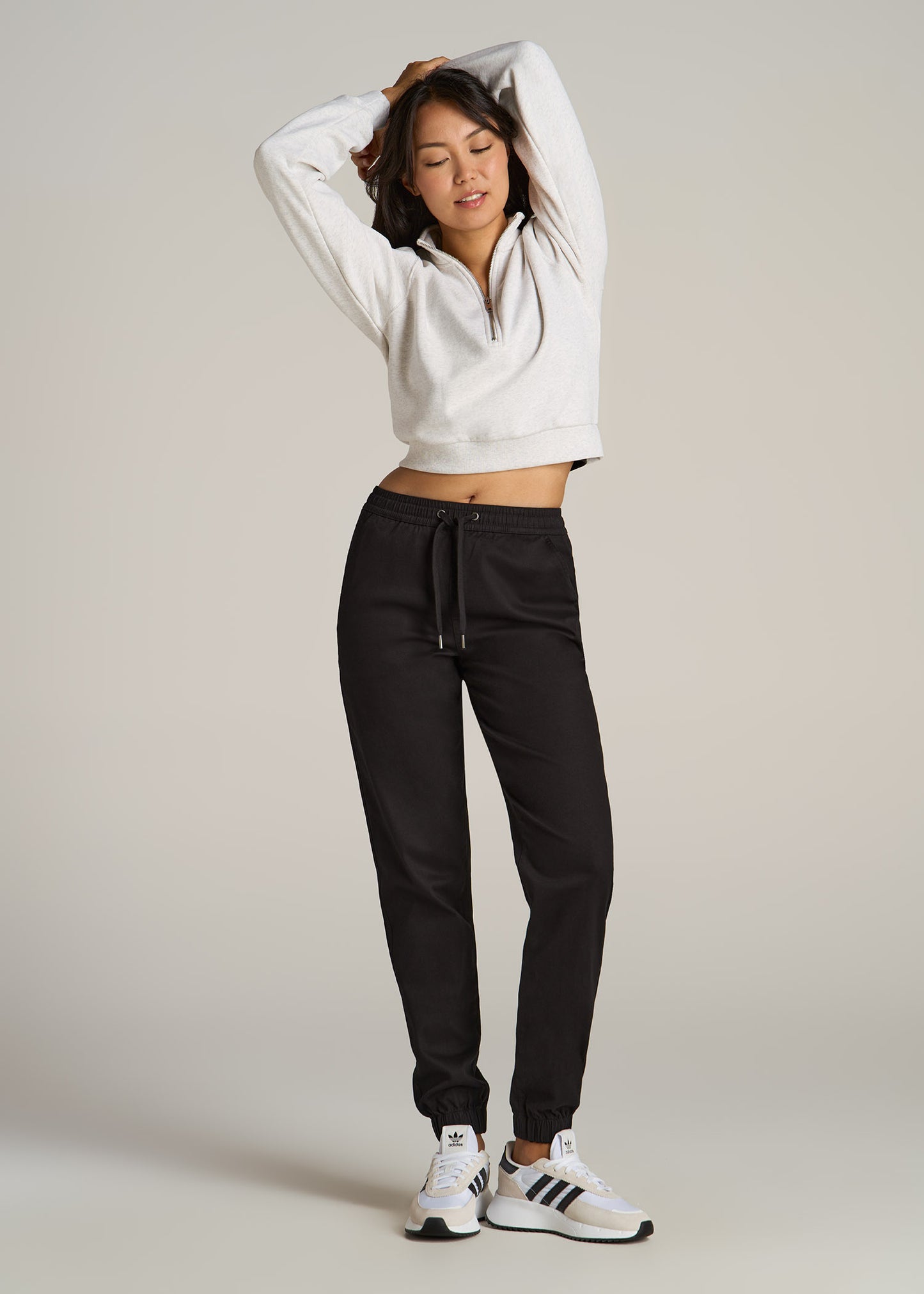 American-Tall-Women-Twill-Jogger-Pant-Black-full