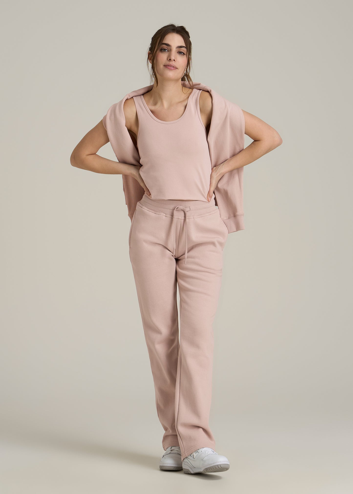 Wearever Fleece Open-Bottom Sweatpants for Tall Women in Desert Rose