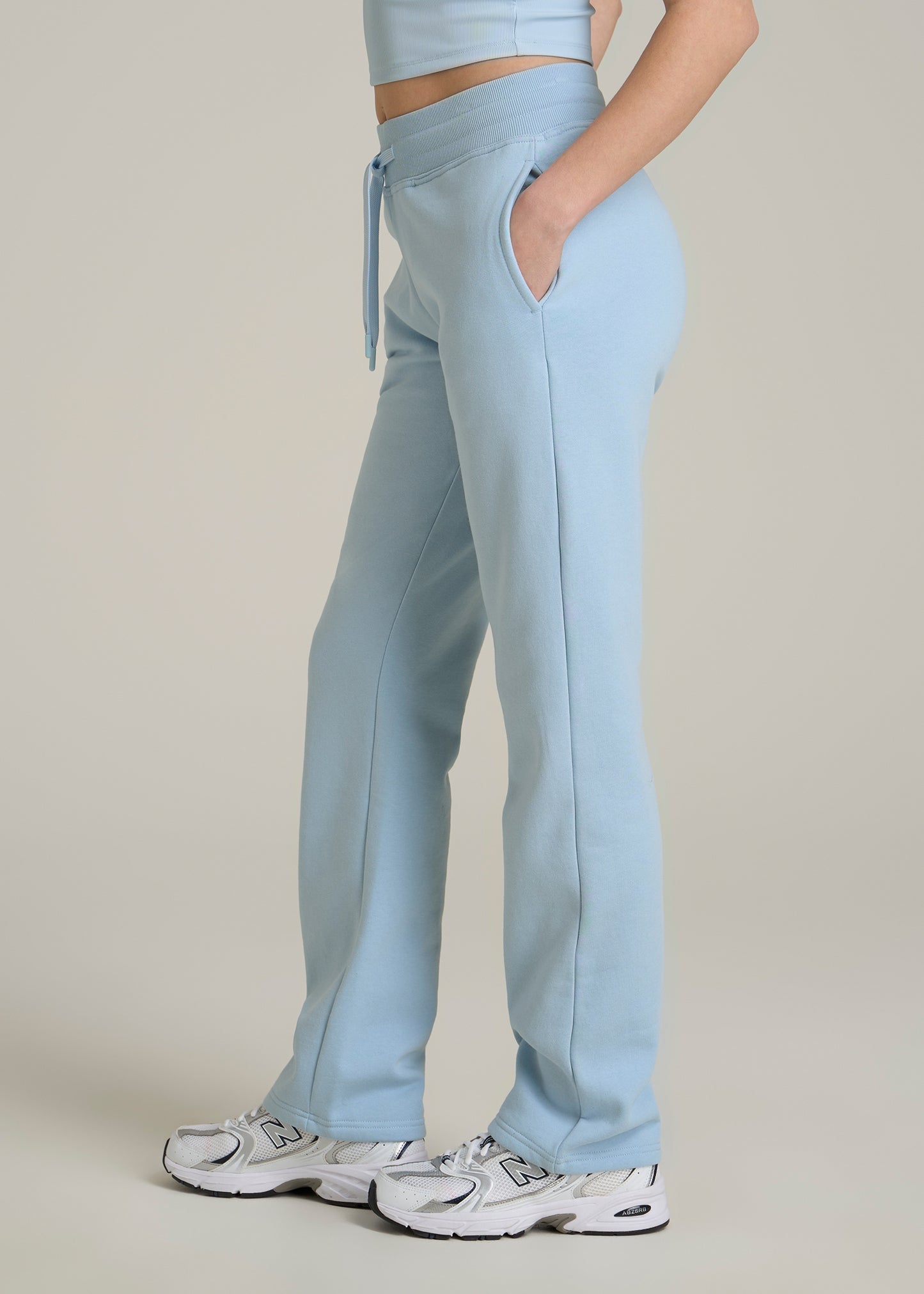 Wearever Fleece Open-Bottom Sweatpants for Tall Women in Ice Blue