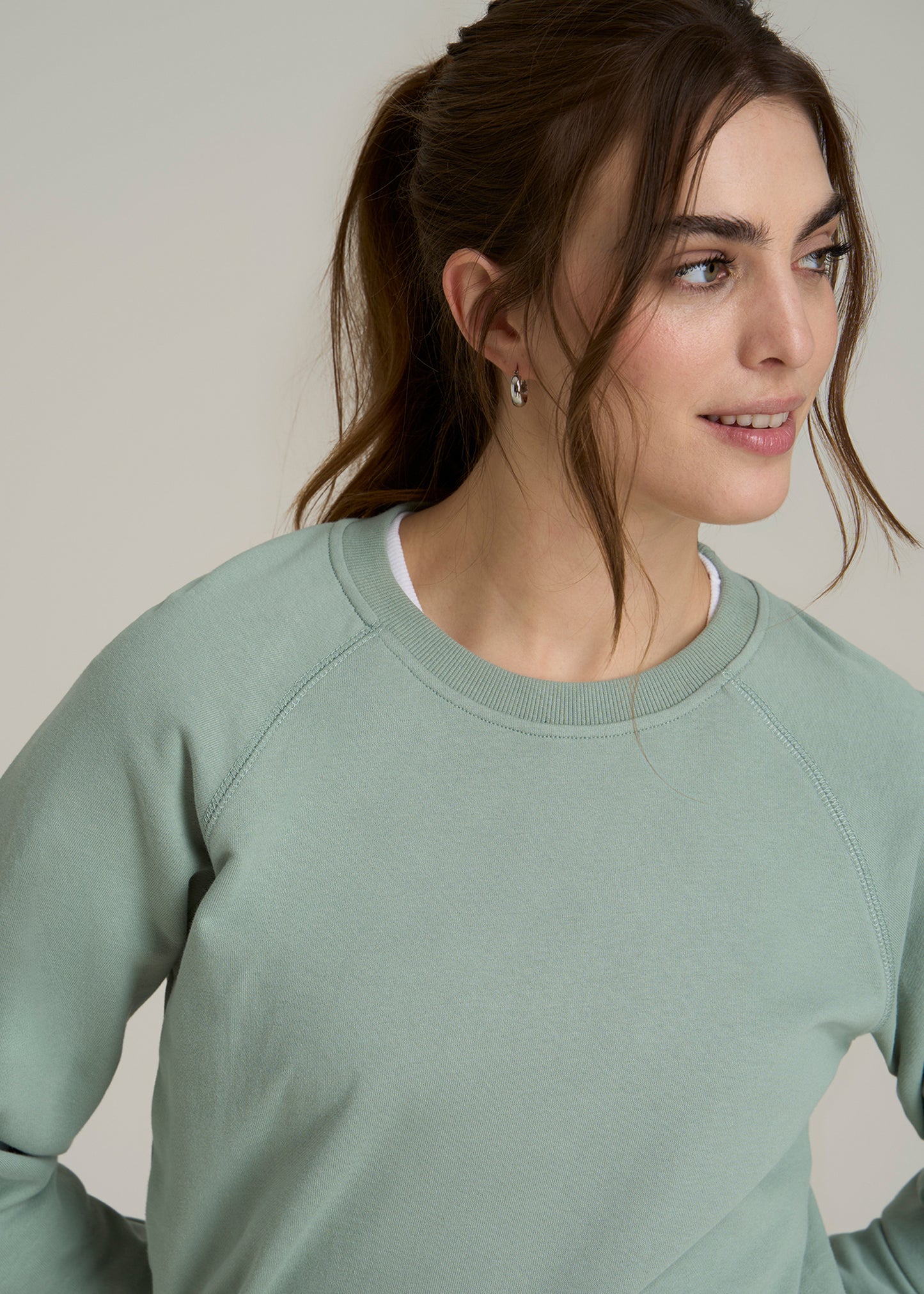 Wearever French Terry Women's Tall Crewneck Sweatshirt in Seagrass