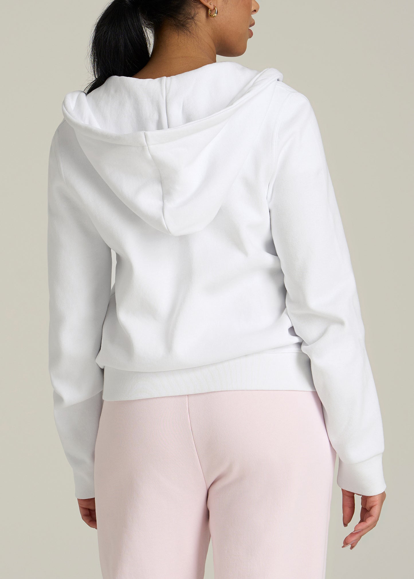 Wearever Fleece Full-Zip Women's Tall Hoodie in Optic White