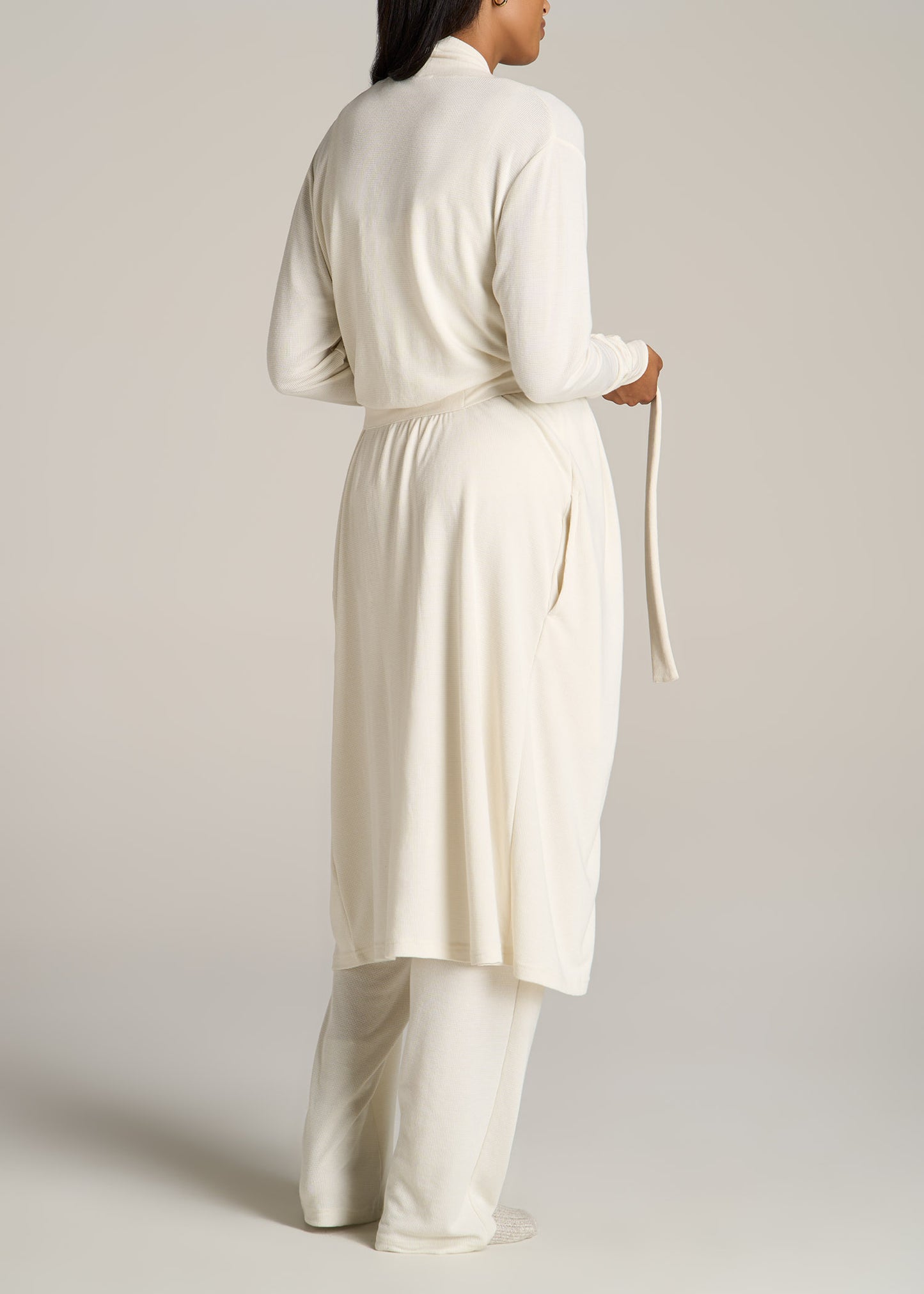 American-Tall-Women-Waffle-Lounge-Robe-White-Alyssum-back