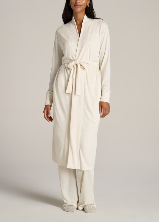 American-Tall-Women-Waffle-Lounge-Robe-White-Alyssum-front