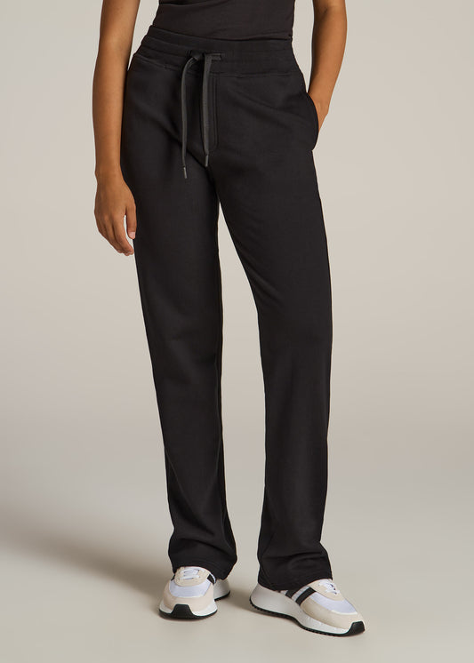 Wearever Fleece Open-Bottom Sweatpants for Tall Women in Black