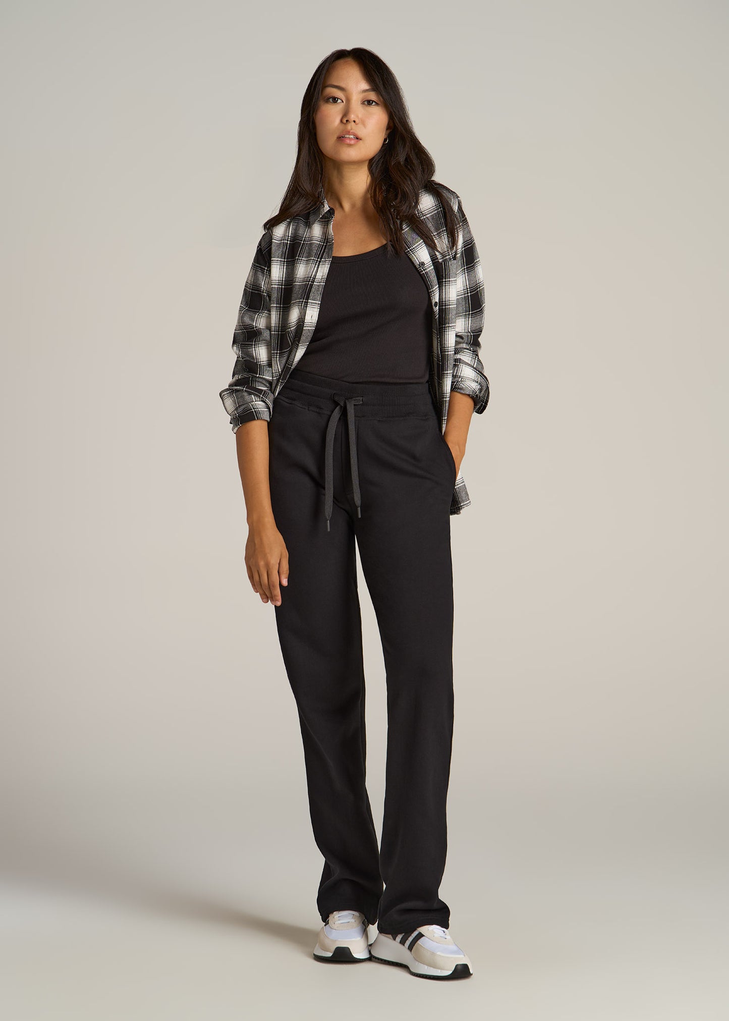 Wearever Fleece Open-Bottom Sweatpants for Tall Women in Black