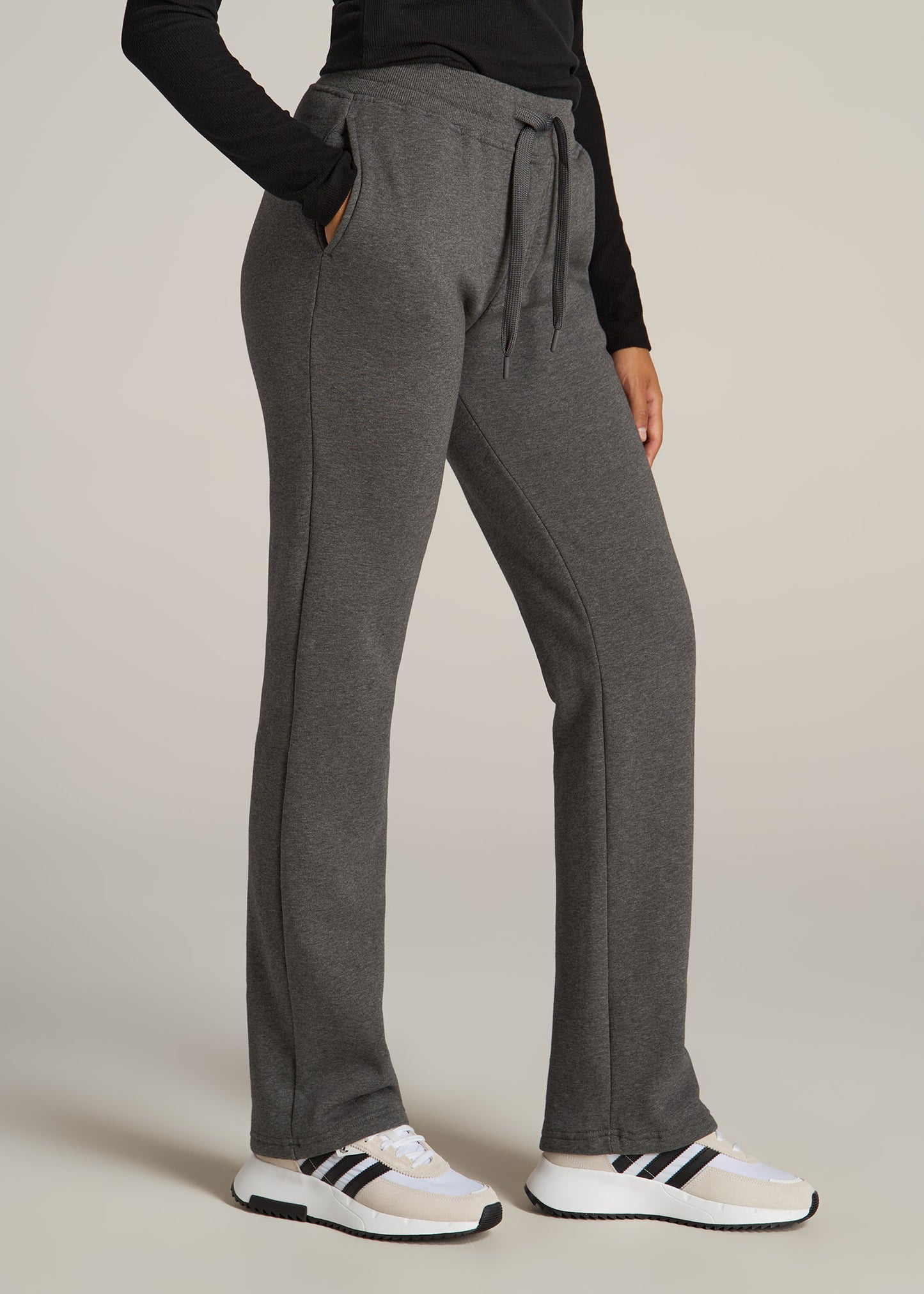 Wearever Fleece Open-Bottom Sweatpants for Tall Women in Charcoal Mix