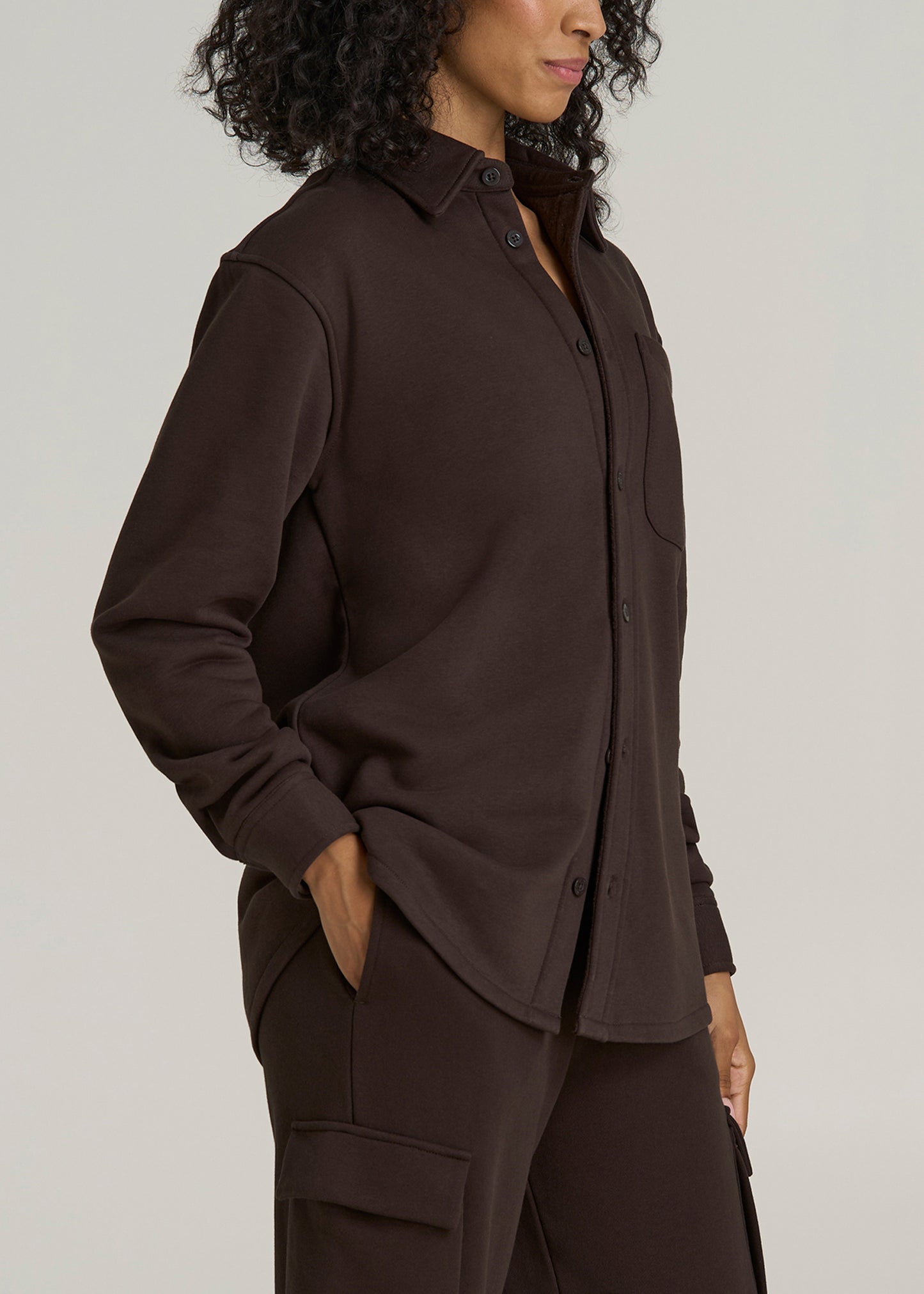 Wearever 2.0 Fleece Women's Tall Shacket in Espresso