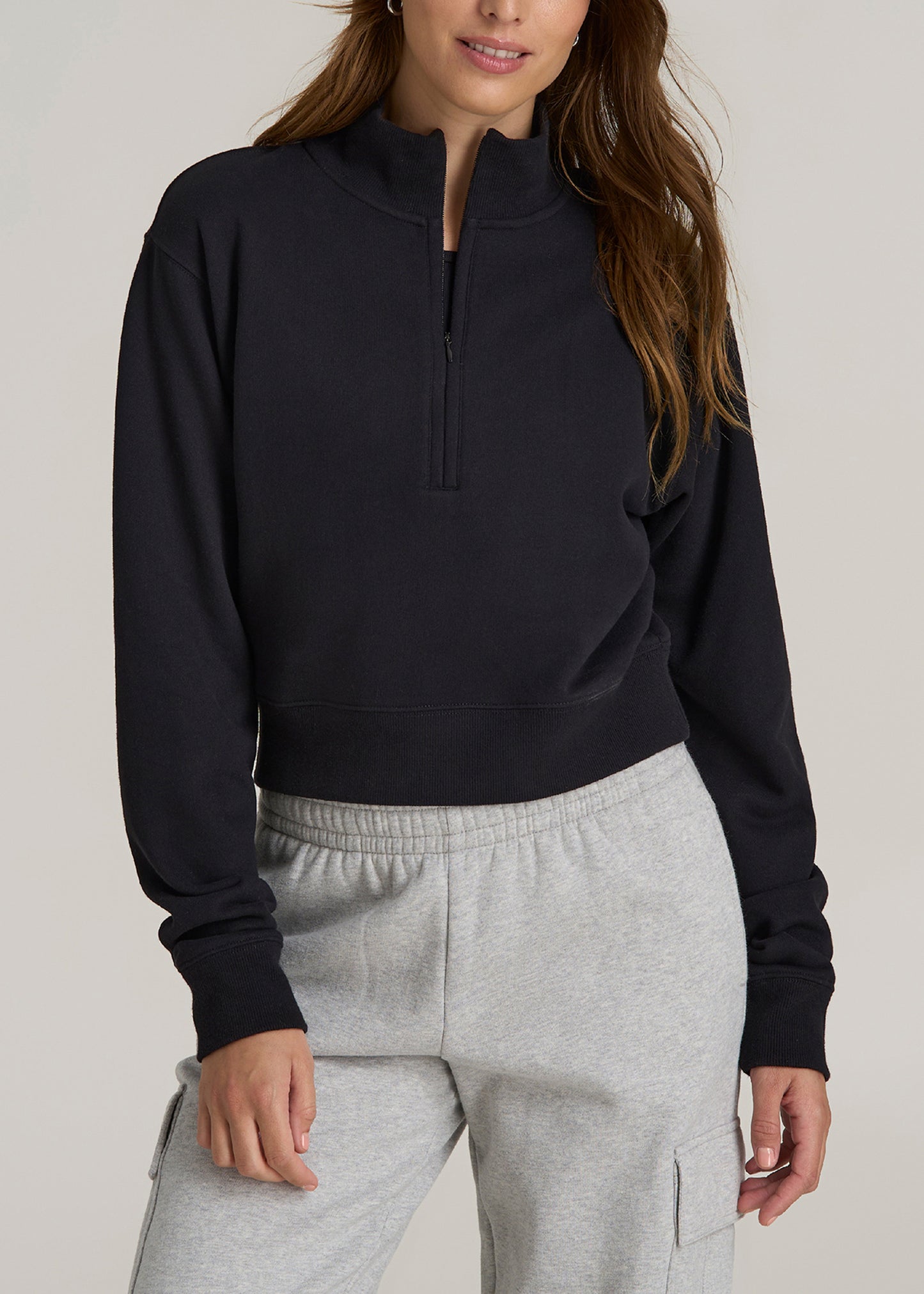 Wearever 2.0 Half-Zip Cropped Sweatshirt for Tall Women in Black