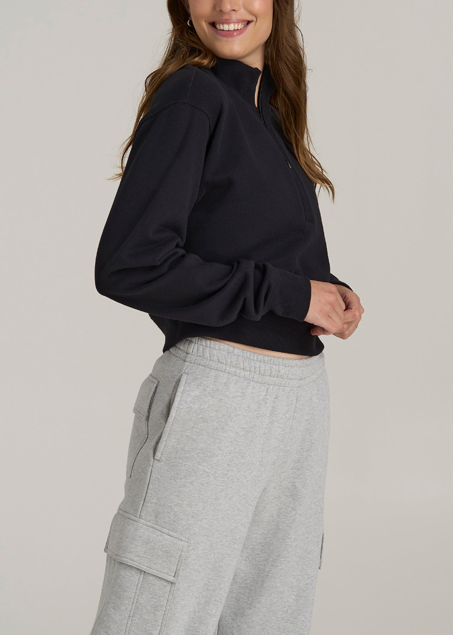 Wearever 2.0 Half-Zip Cropped Sweatshirt for Tall Women in Black