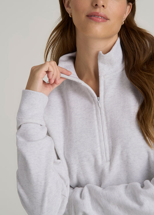 Wearever 2.0 Half-Zip Cropped Sweatshirt for Tall Women in Heather Cloud White