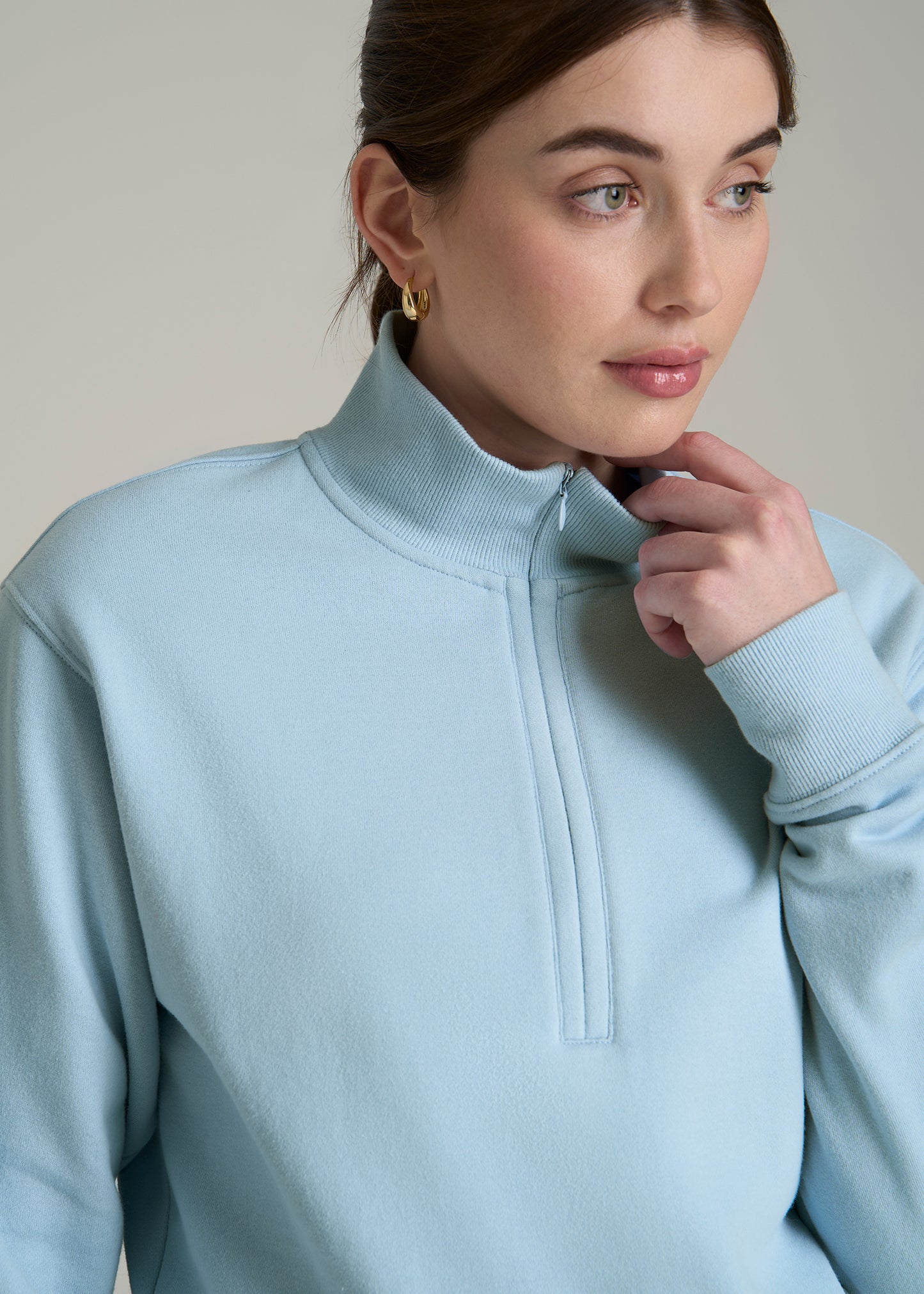 Wearever 2.0 Half-Zip Cropped Sweatshirt for Tall Women in Ice Blue