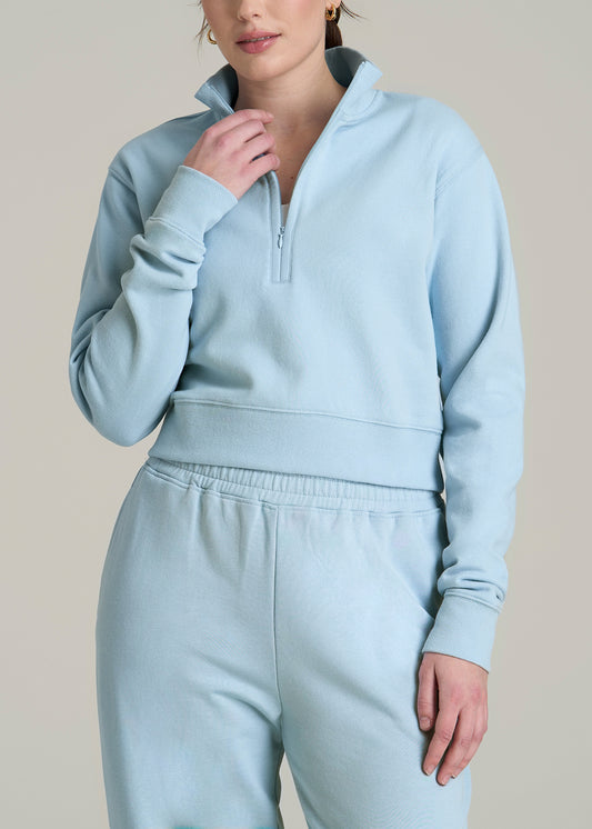 Wearever 2.0 Half-Zip Cropped Sweatshirt for Tall Women in Ice Blue