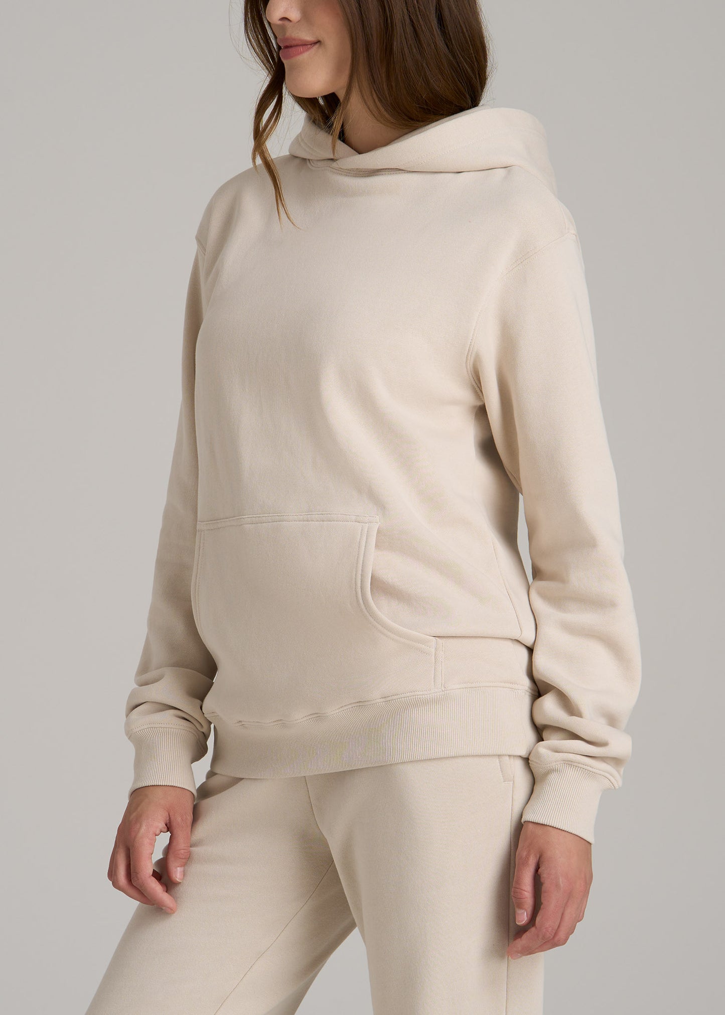 Wearever Fleece Relaxed Fit Women's Tall Hoodie in Light Stone