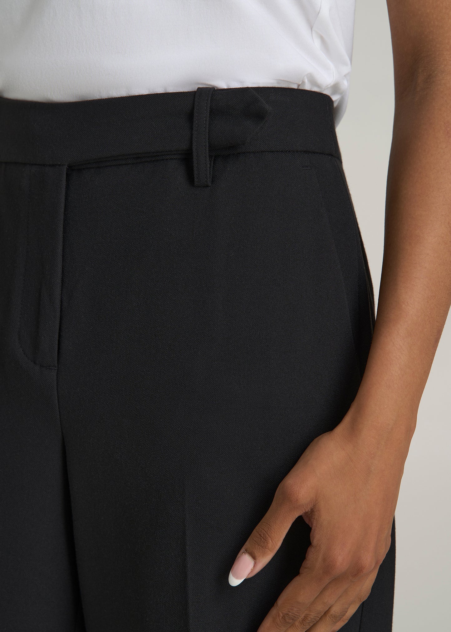 Wide-Leg Cuffed Pants for Tall Women in Black