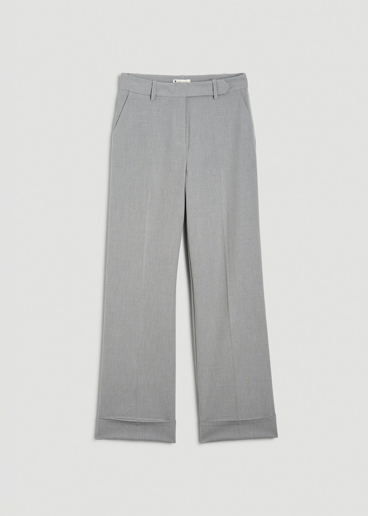 Wide-Leg Cuffed Pants for Tall Women in Medium Grey Mix