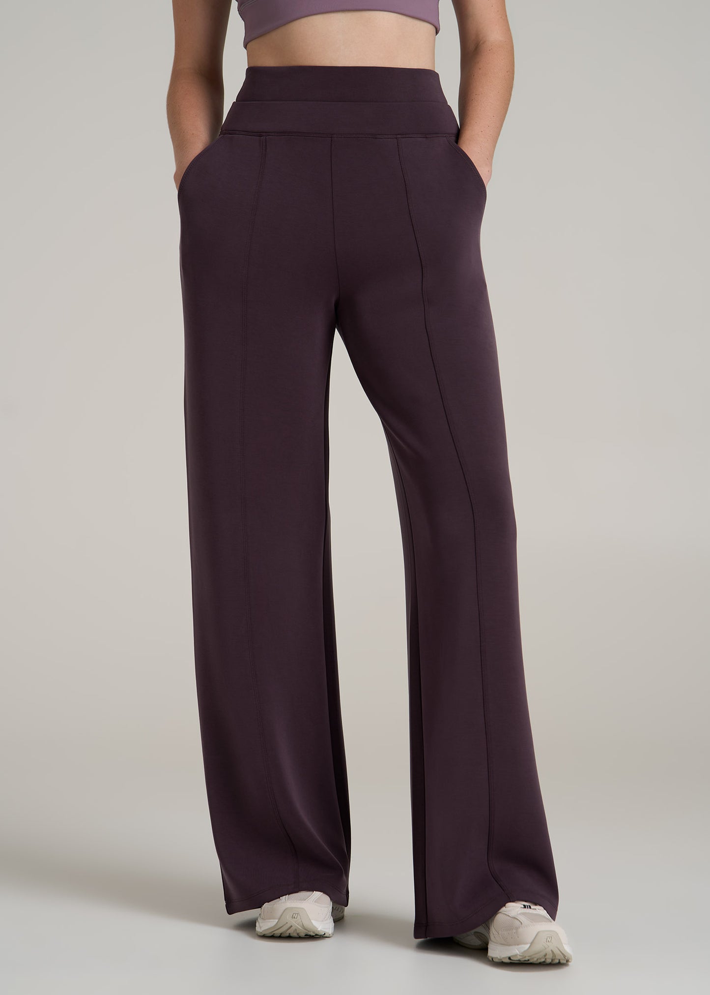 Soft Motion Wide Leg Ultra High Rise Pant for Tall Women in Deep Purple