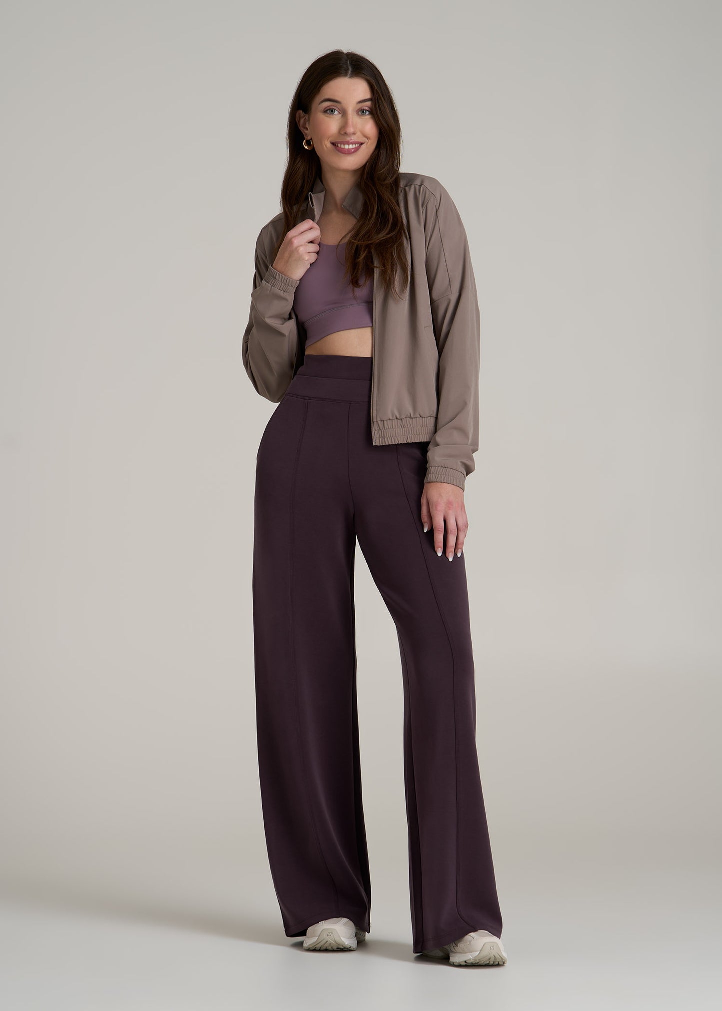 Soft Motion Wide Leg Ultra High Rise Pant for Tall Women in Deep Purple