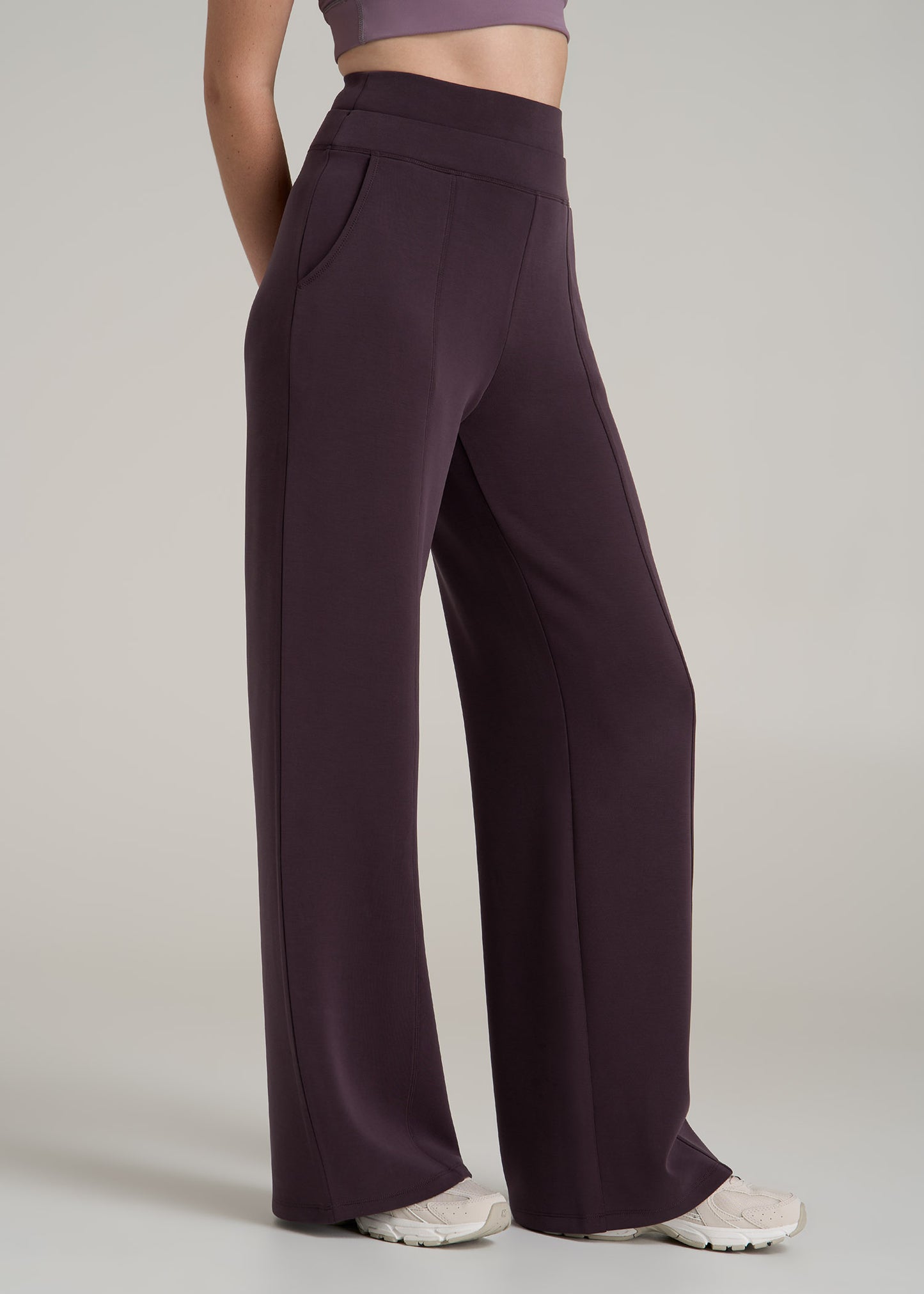 Soft Motion Wide Leg Ultra High Rise Pant for Tall Women in Deep Purple