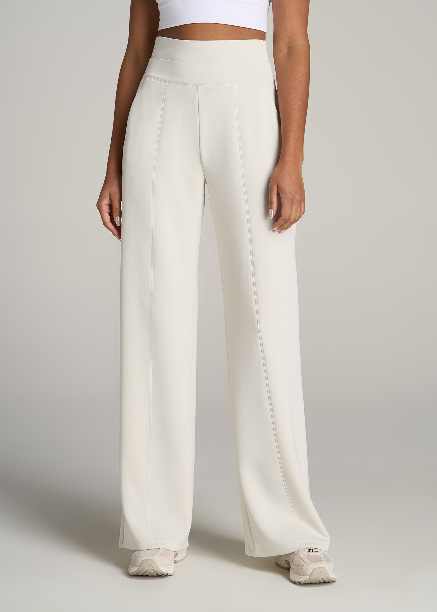 Soft Motion Wide Leg Ultra High Rise Pant for Tall Women in Pearl