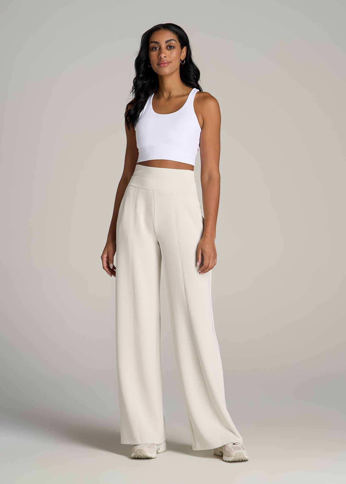 Soft Motion Wide Leg Ultra High Rise Pant for Tall Women in Pearl