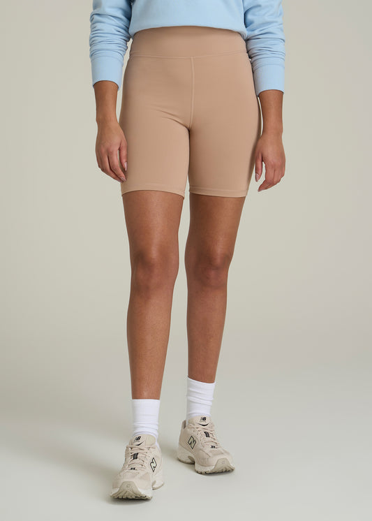 Balance Bike Shorts for Tall Women in Sun Tan