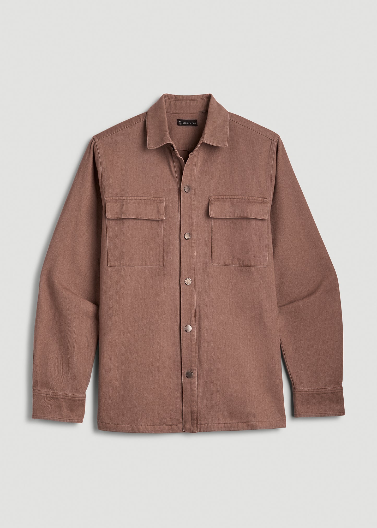 Casual Twill Shirt Jacket for Tall Men in Nutmeg