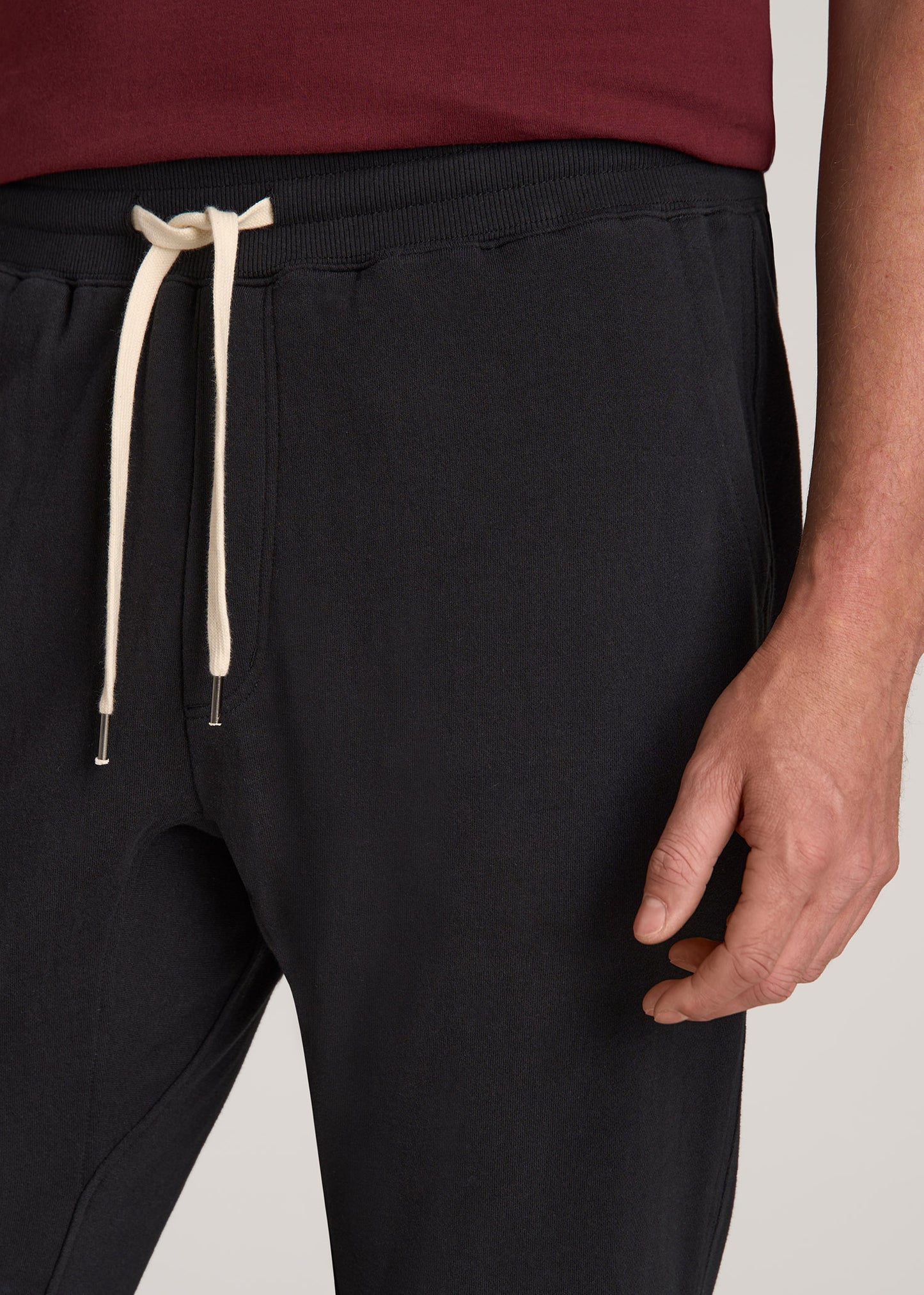 LJ&S Brushed Terrycloth Sweatpants for Tall Men in Vintage Black