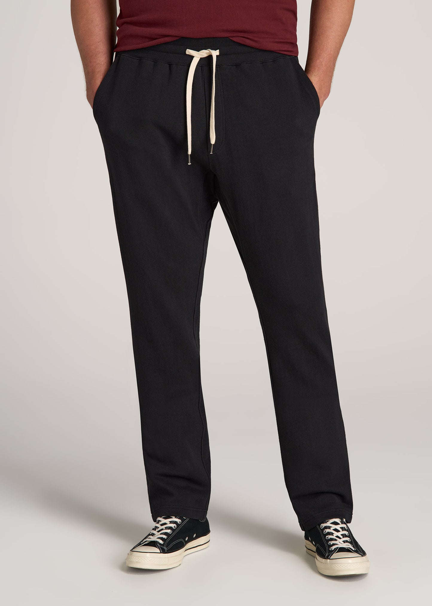 LJ&S Brushed Terrycloth Sweatpants for Tall Men in Vintage Black