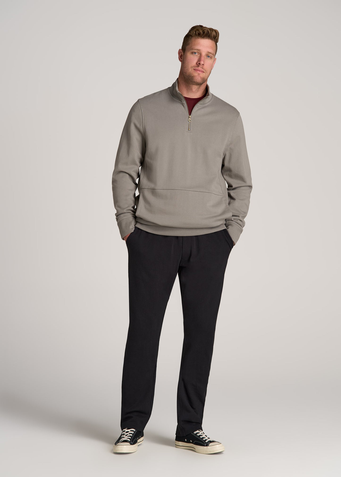 LJ&S Brushed Terrycloth Sweatpants for Tall Men in Vintage Black