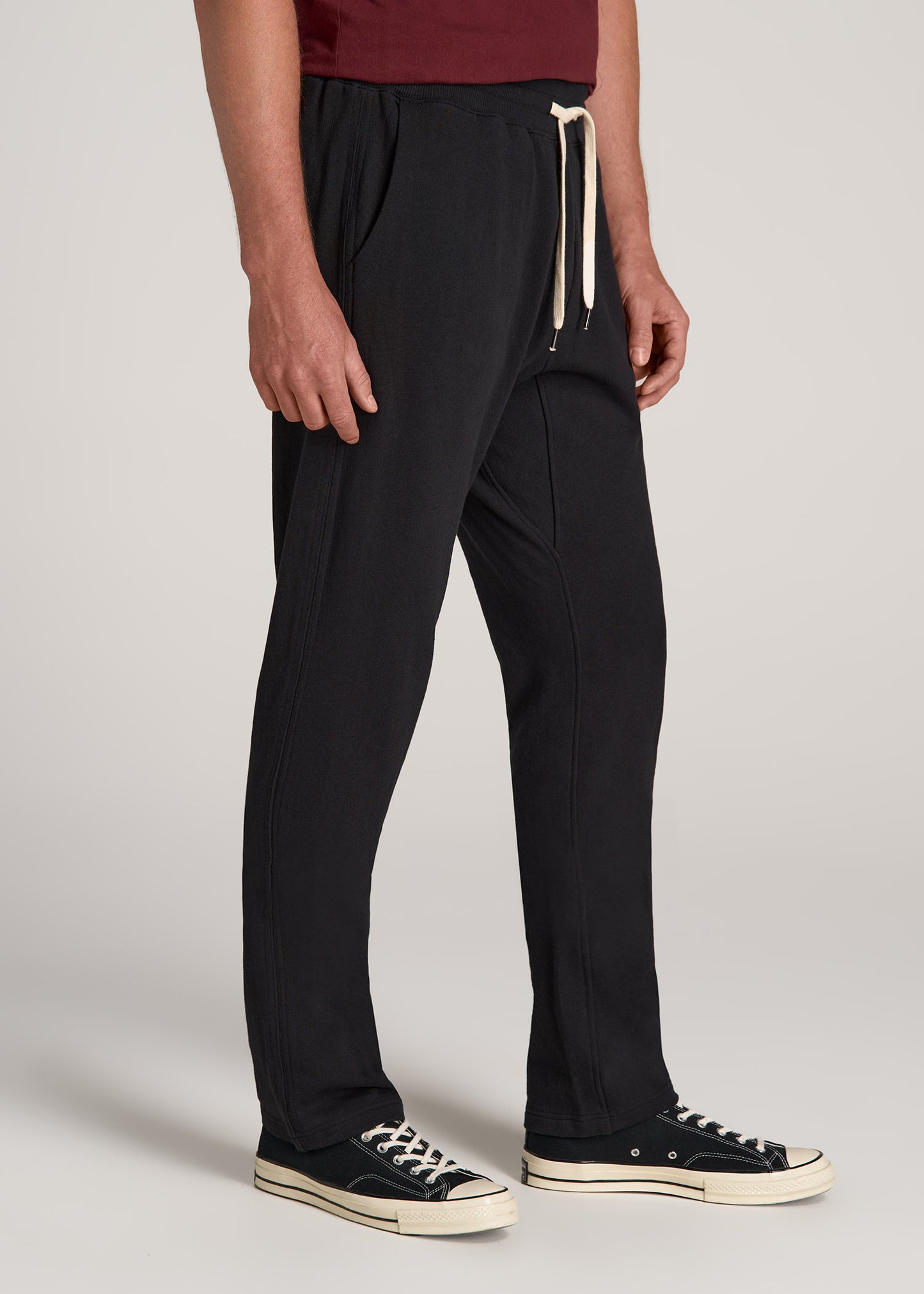 LJ&S Brushed Terrycloth Sweatpants for Tall Men in Vintage Black