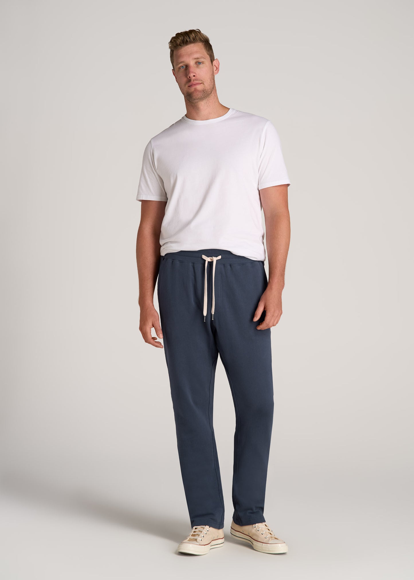 LJ&S Brushed Terrycloth Sweatpants for Tall Men in Vintage Midnight Navy