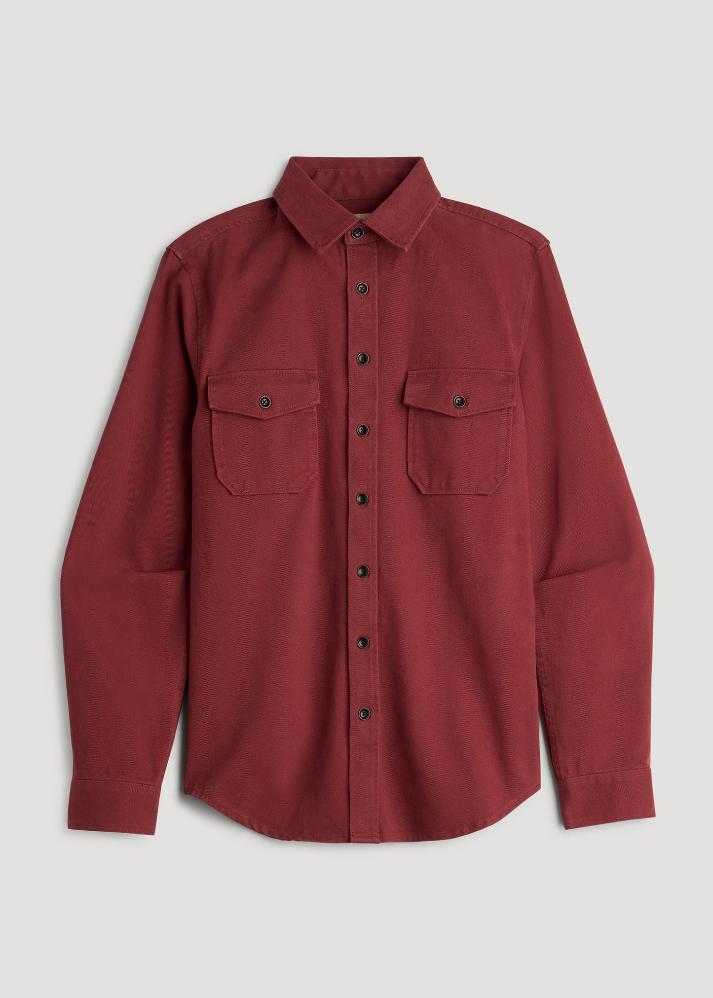 LJ&S Heavyweight Cotton Twill Overshirt for Tall Men in Burnt Brick