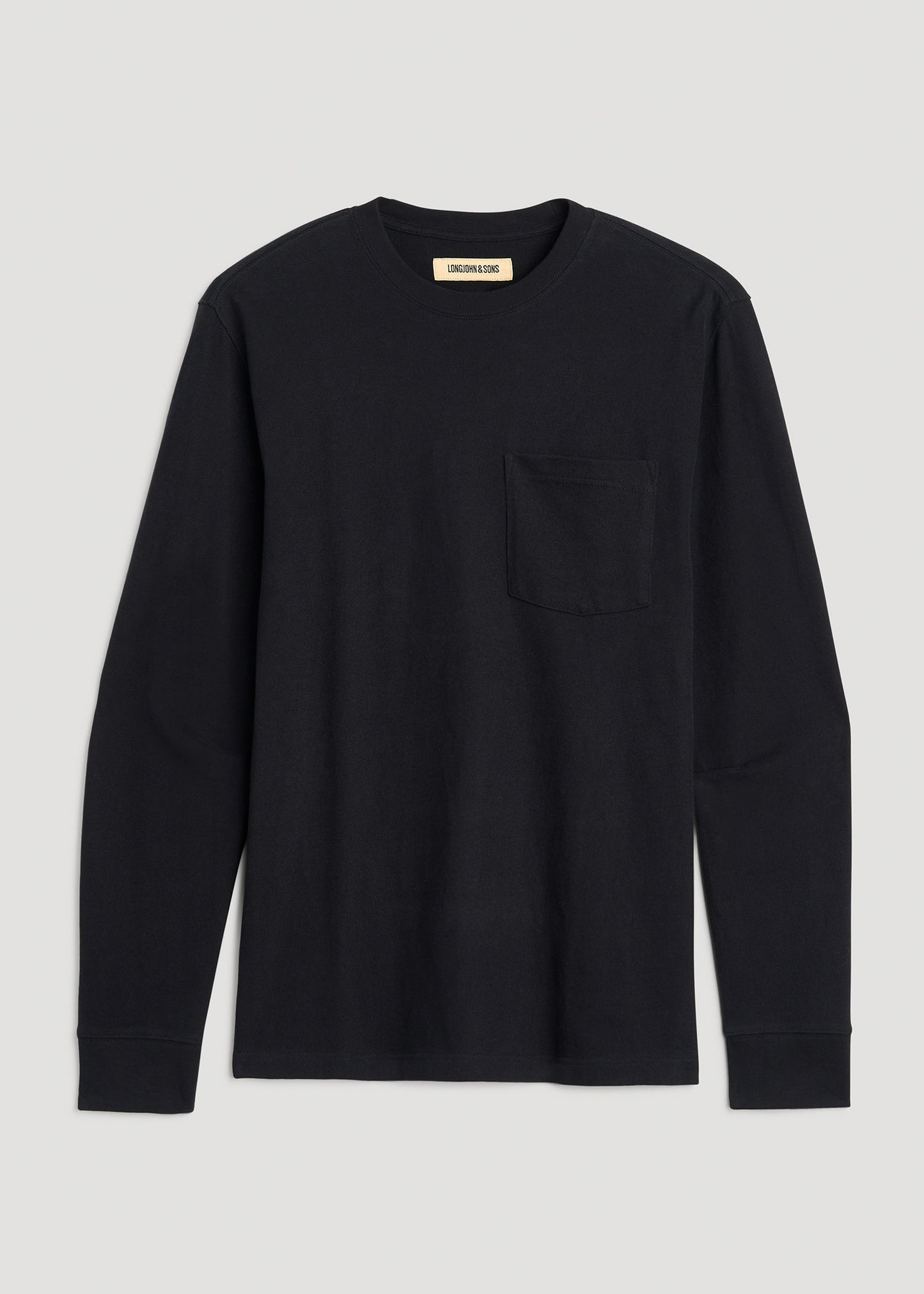 LJ&S Long Sleeve Workwear Pocket Tall Men's Tee in Black