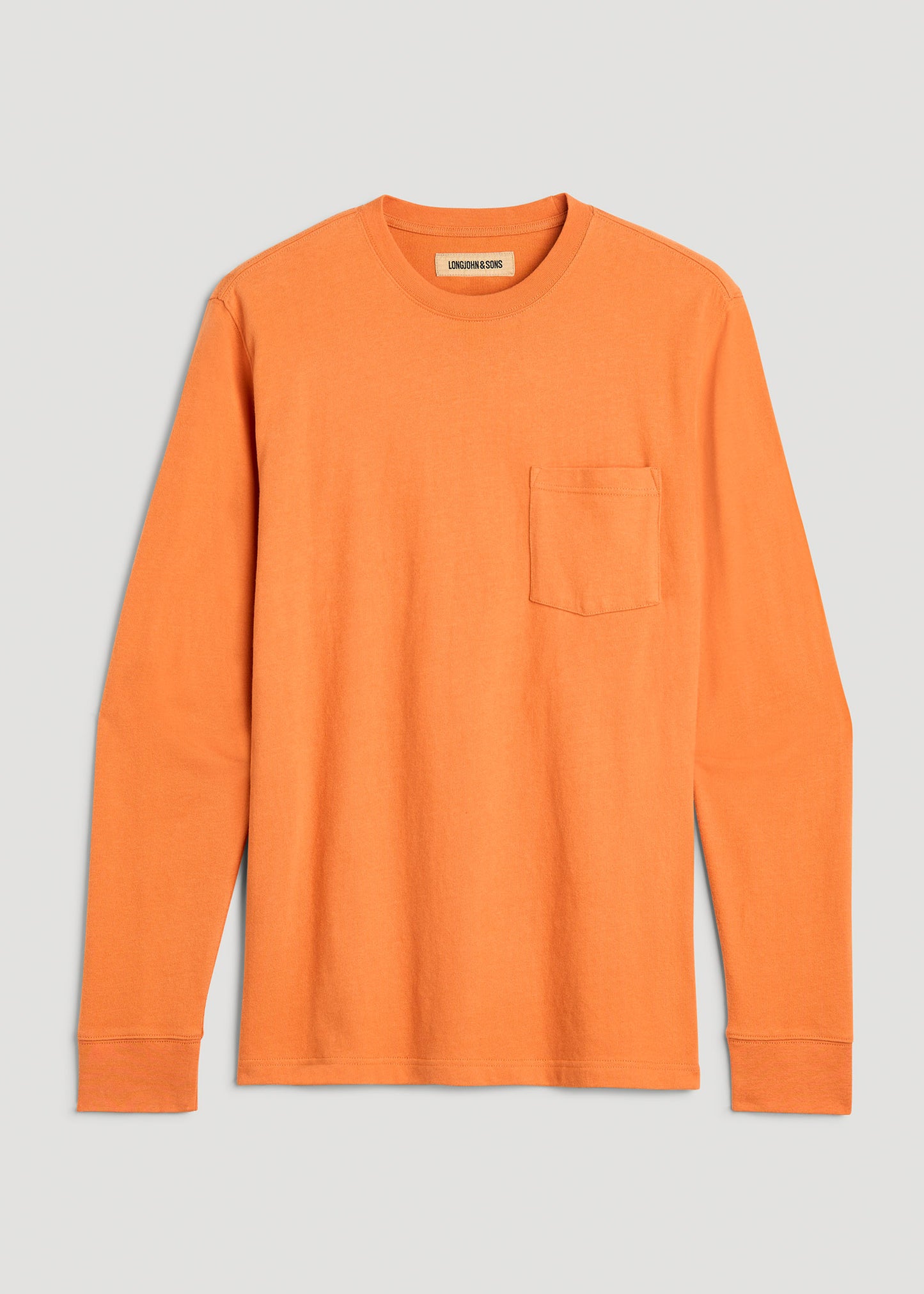 LJ&S Long Sleeve Workwear Pocket Tall Men's Tee in Marmalade