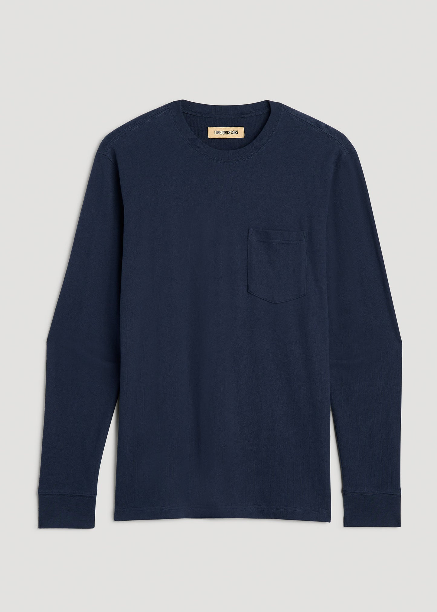 LJ&S Long Sleeve Workwear Pocket Tall Men's Tee in Midnight Navy