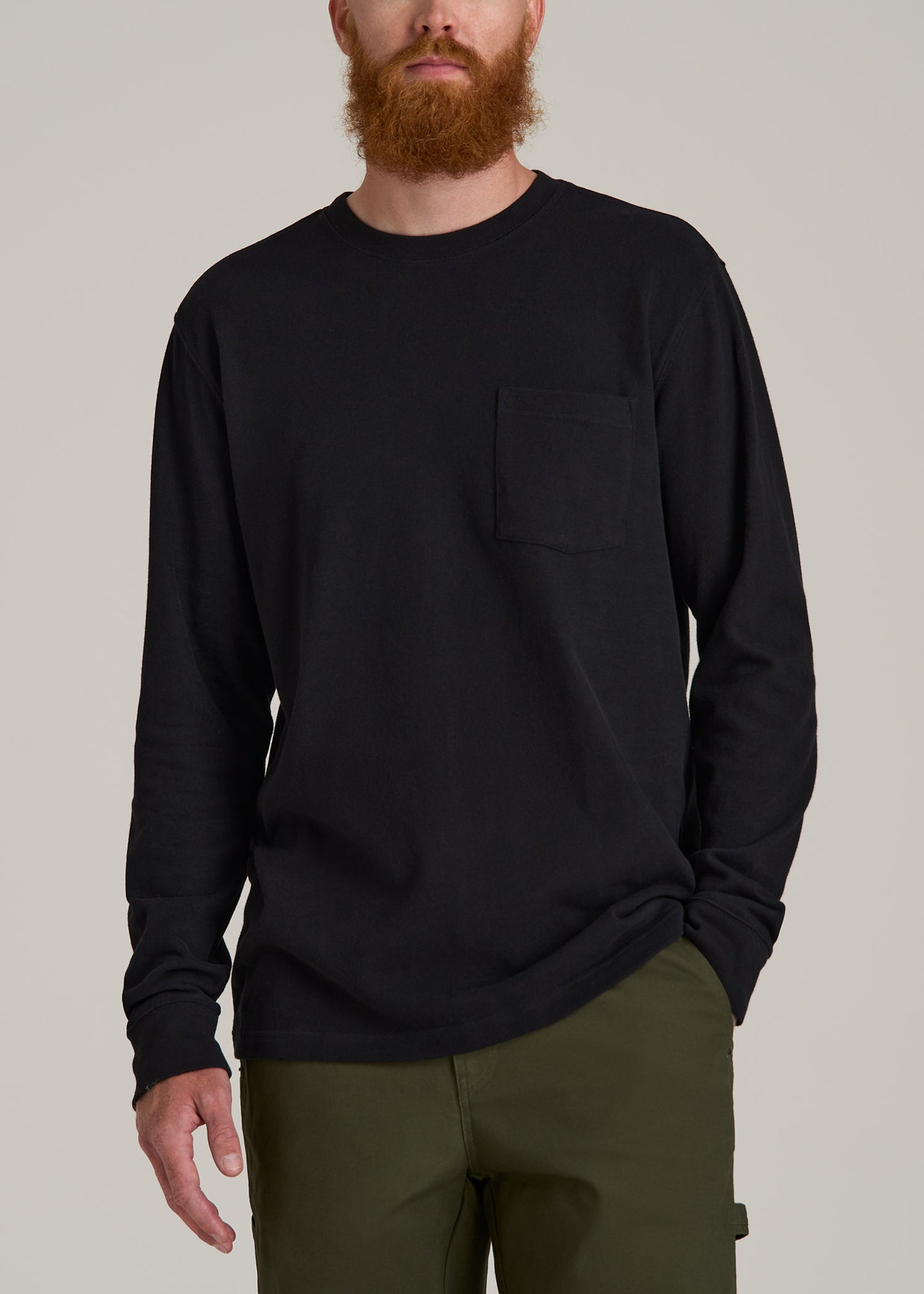 LJ&S Long Sleeve Workwear Pocket Tall Men's Tee in Black