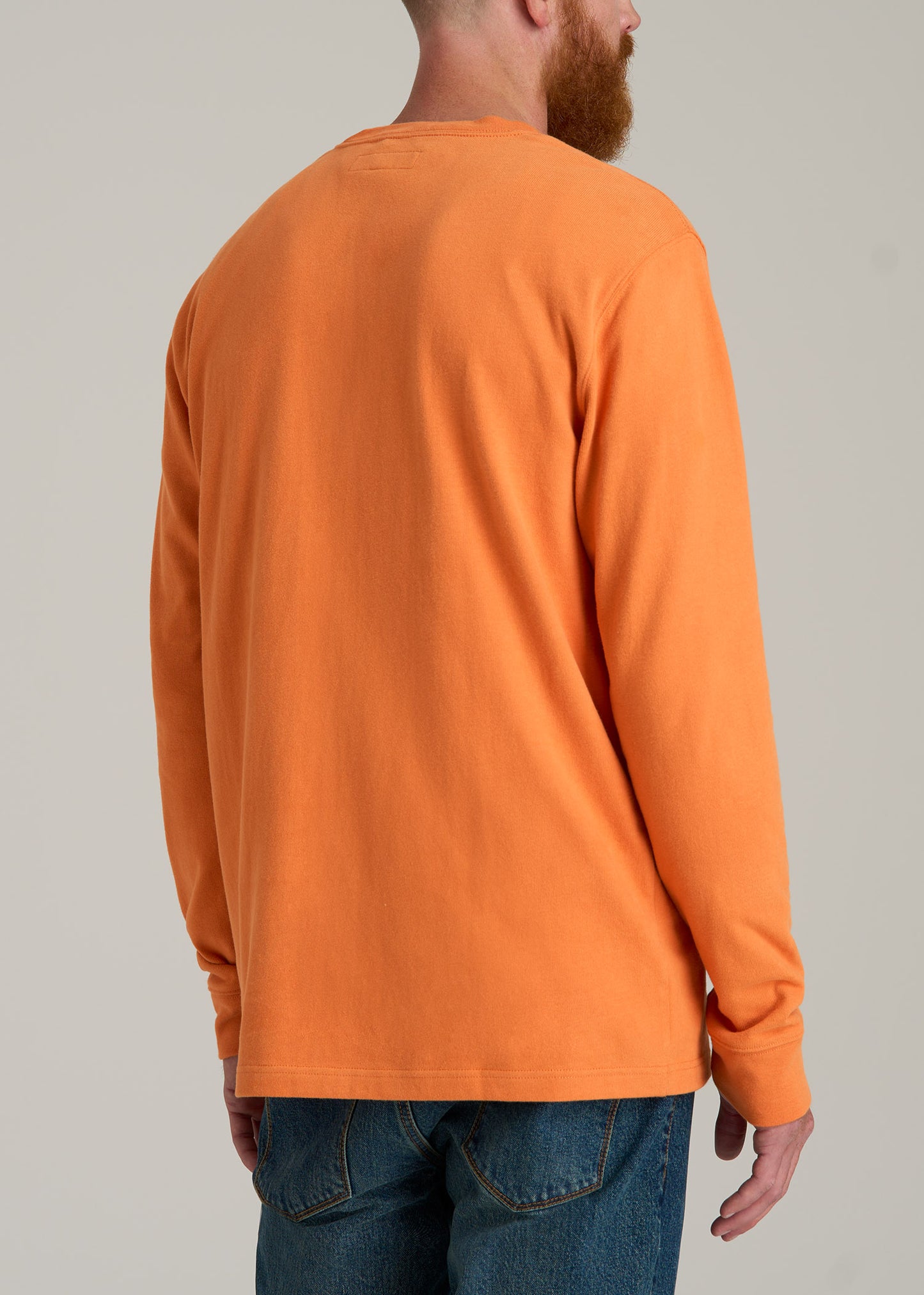 LJ&S Long Sleeve Workwear Pocket Tall Men's Tee in Marmalade