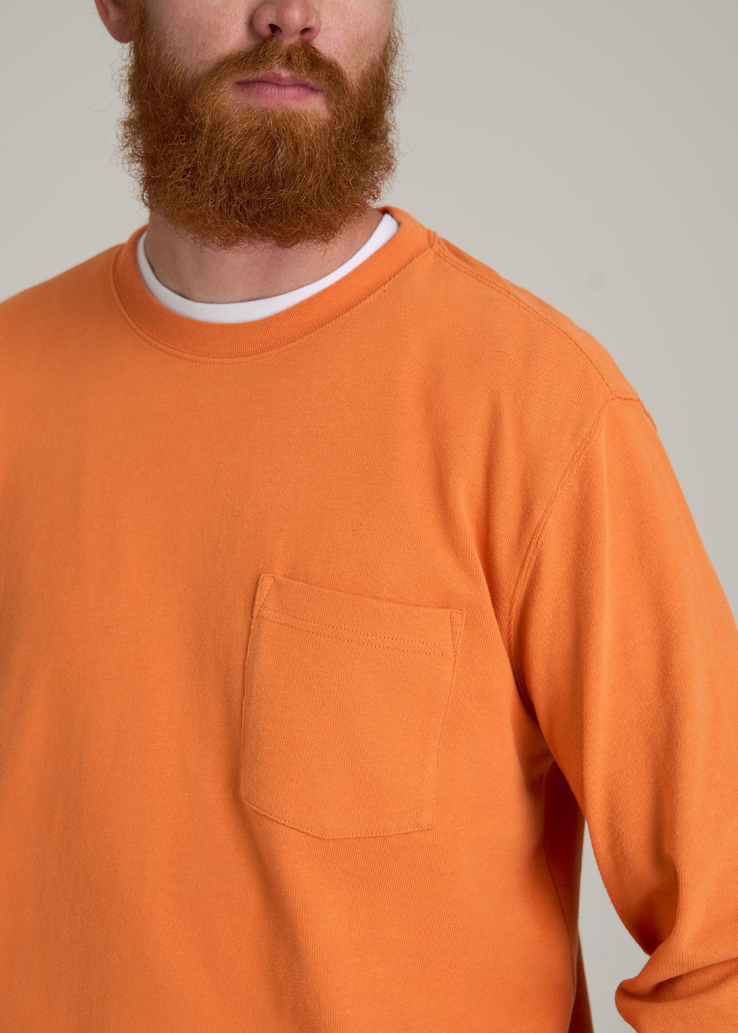 LJ&S Long Sleeve Workwear Pocket Tall Men's Tee in Marmalade