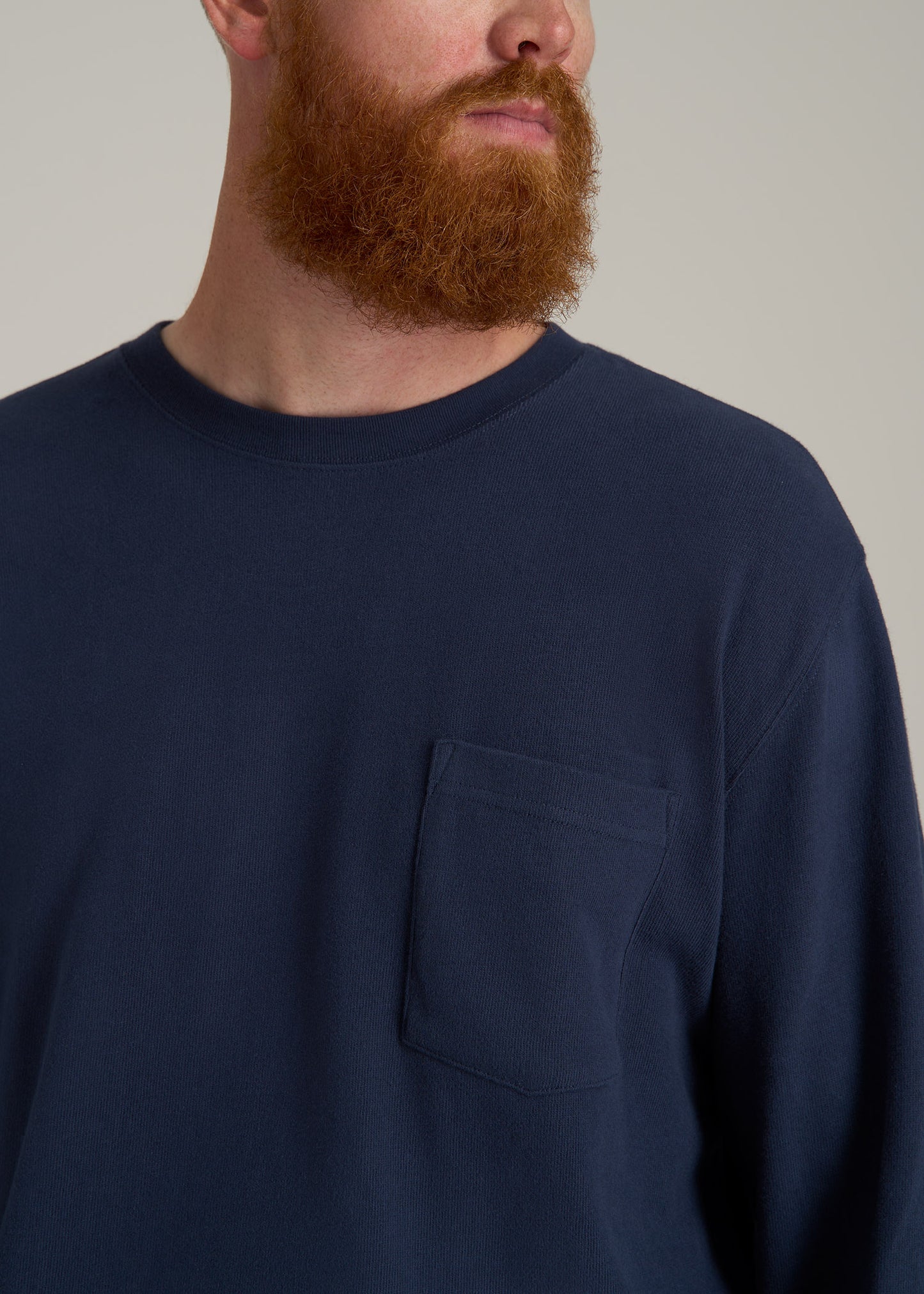 LJ&S Long Sleeve Workwear Pocket Tall Men's Tee in Midnight Navy