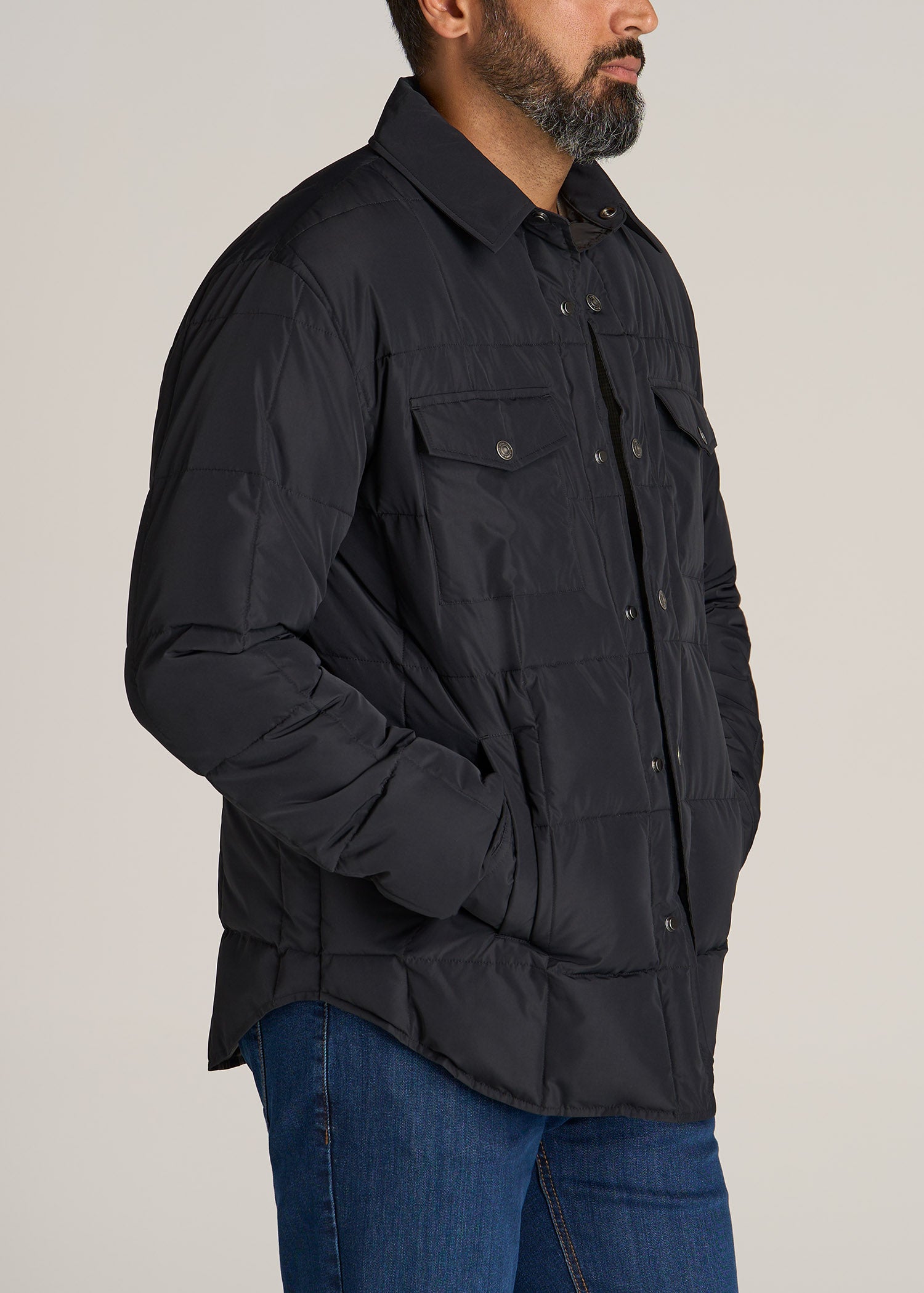 LJ-Puffer-Shirt-Jacket-Black-side