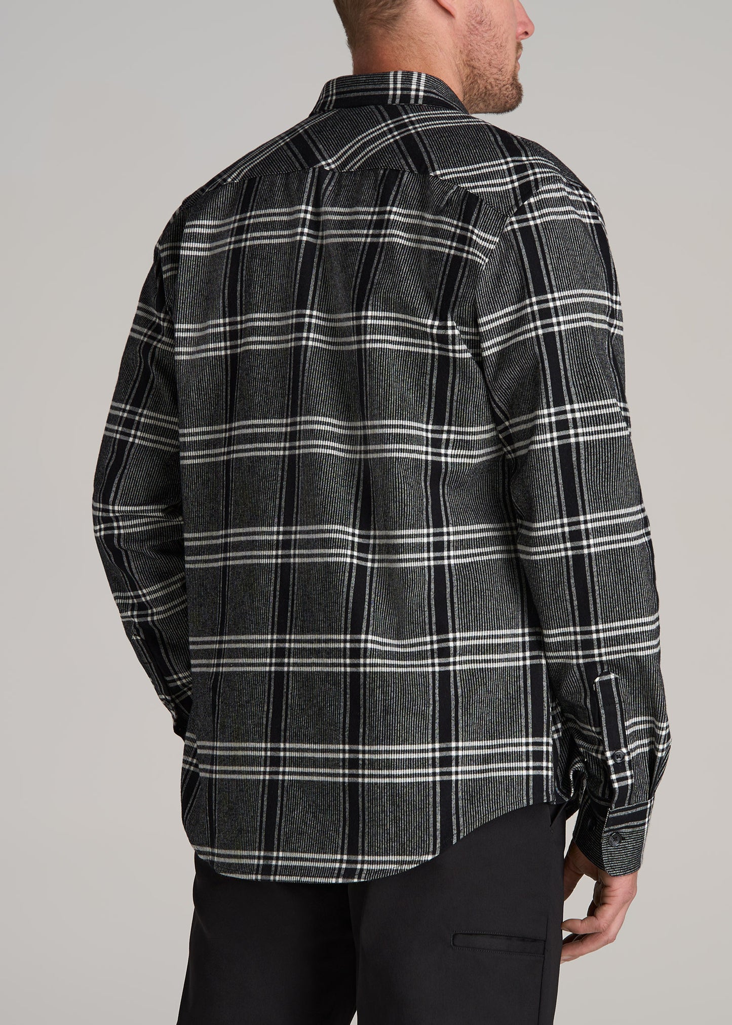 LJ-Rugged-Plaid-Shirt-Black-Light-Grey-Plaid-back