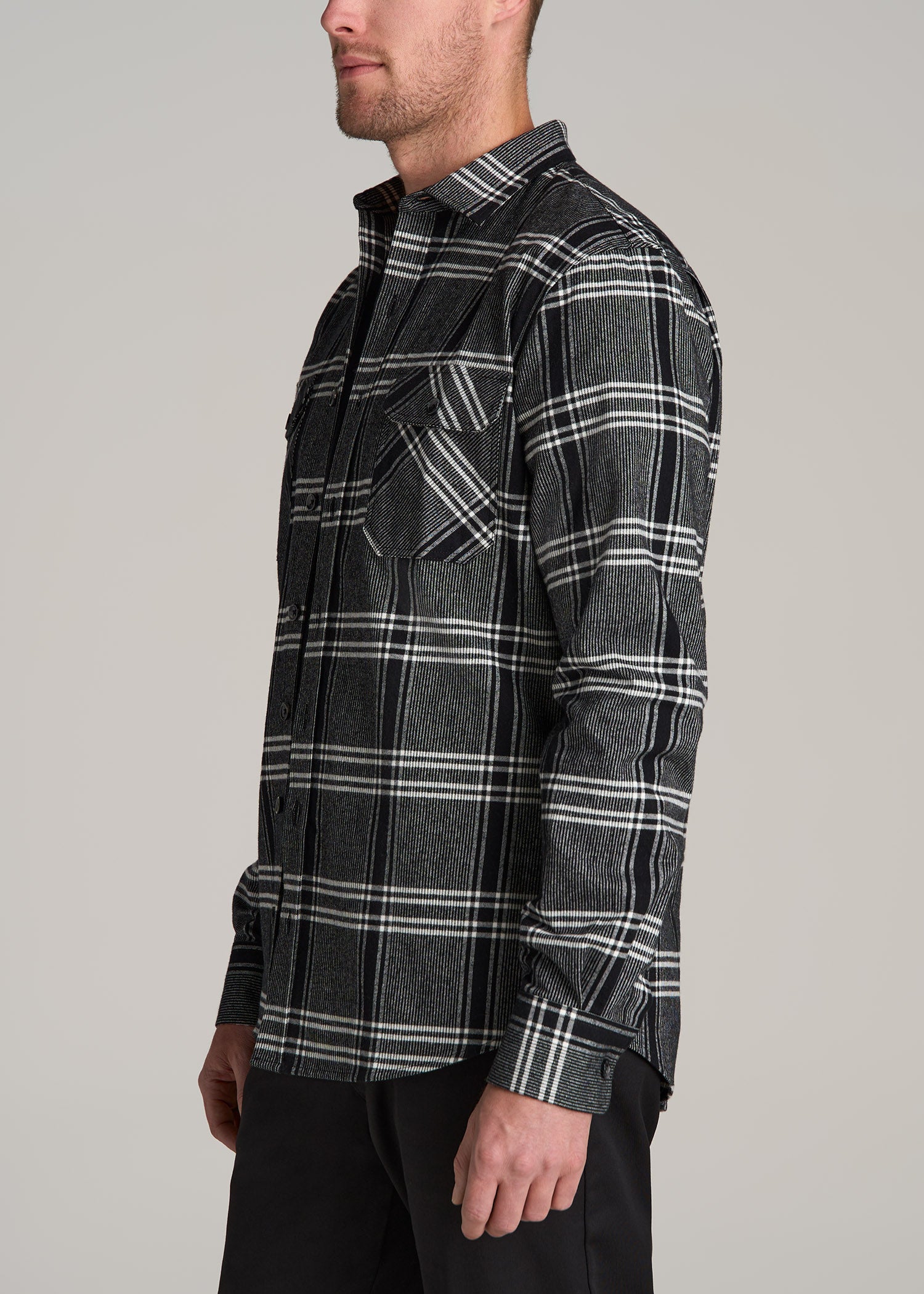 LJ-Rugged-Plaid-Shirt-Black-Light-Grey-Plaid-side