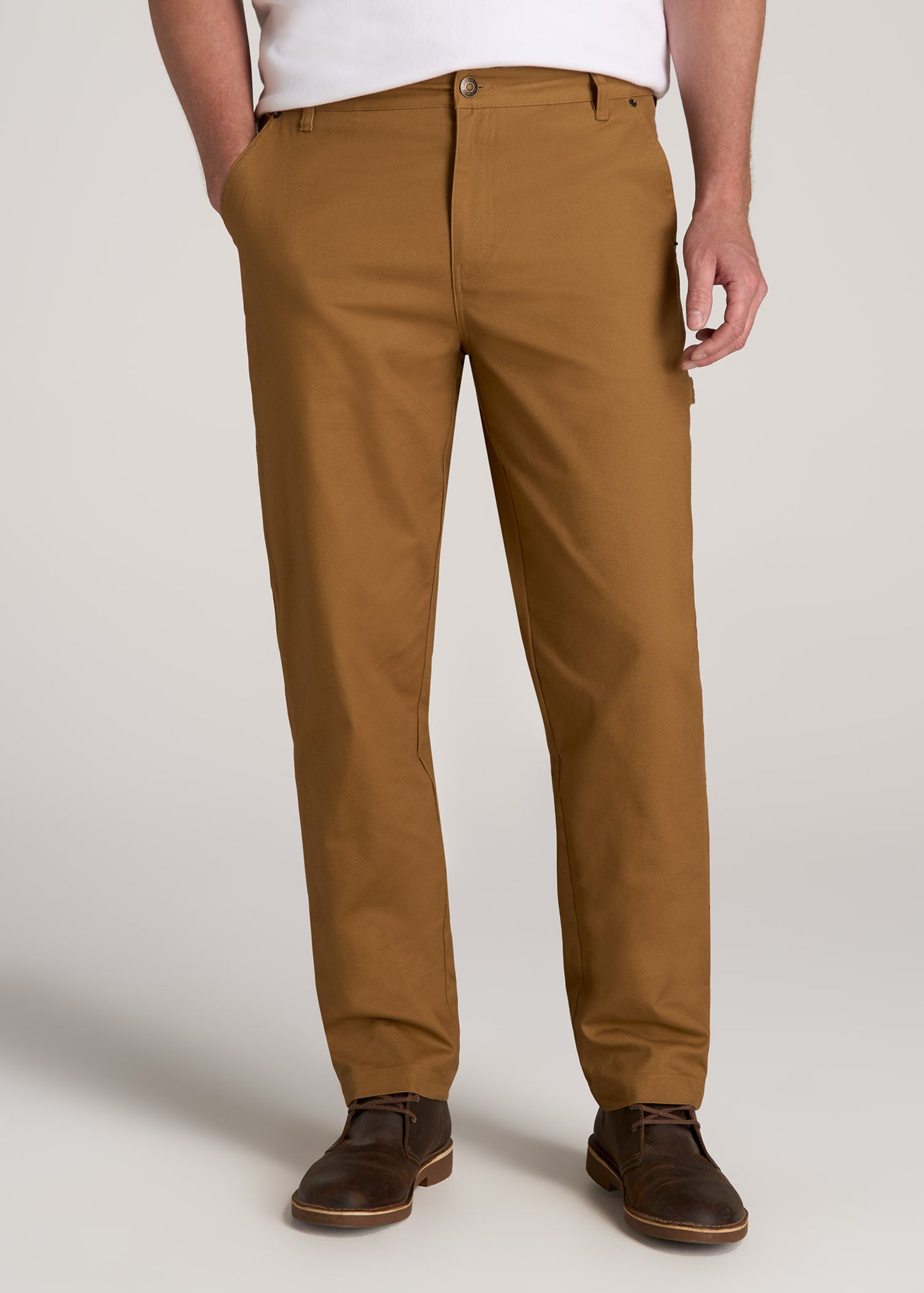 LJ&S Stretch Canvas REGULAR-FIT Carpenter's Pants for Tall Men in Dusty Brown