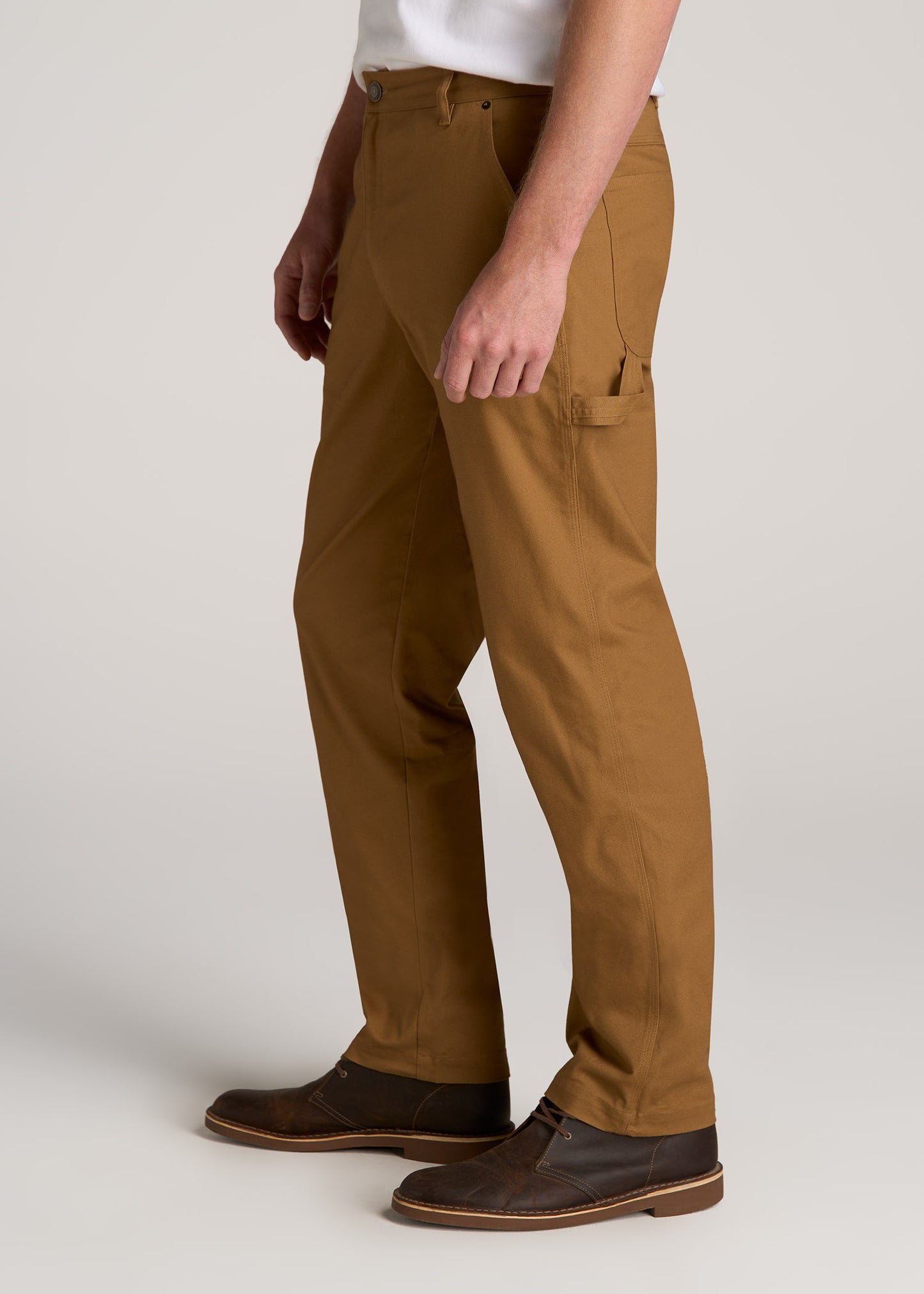 LJ&S Stretch Canvas REGULAR-FIT Carpenter's Pants for Tall Men in Dusty Brown