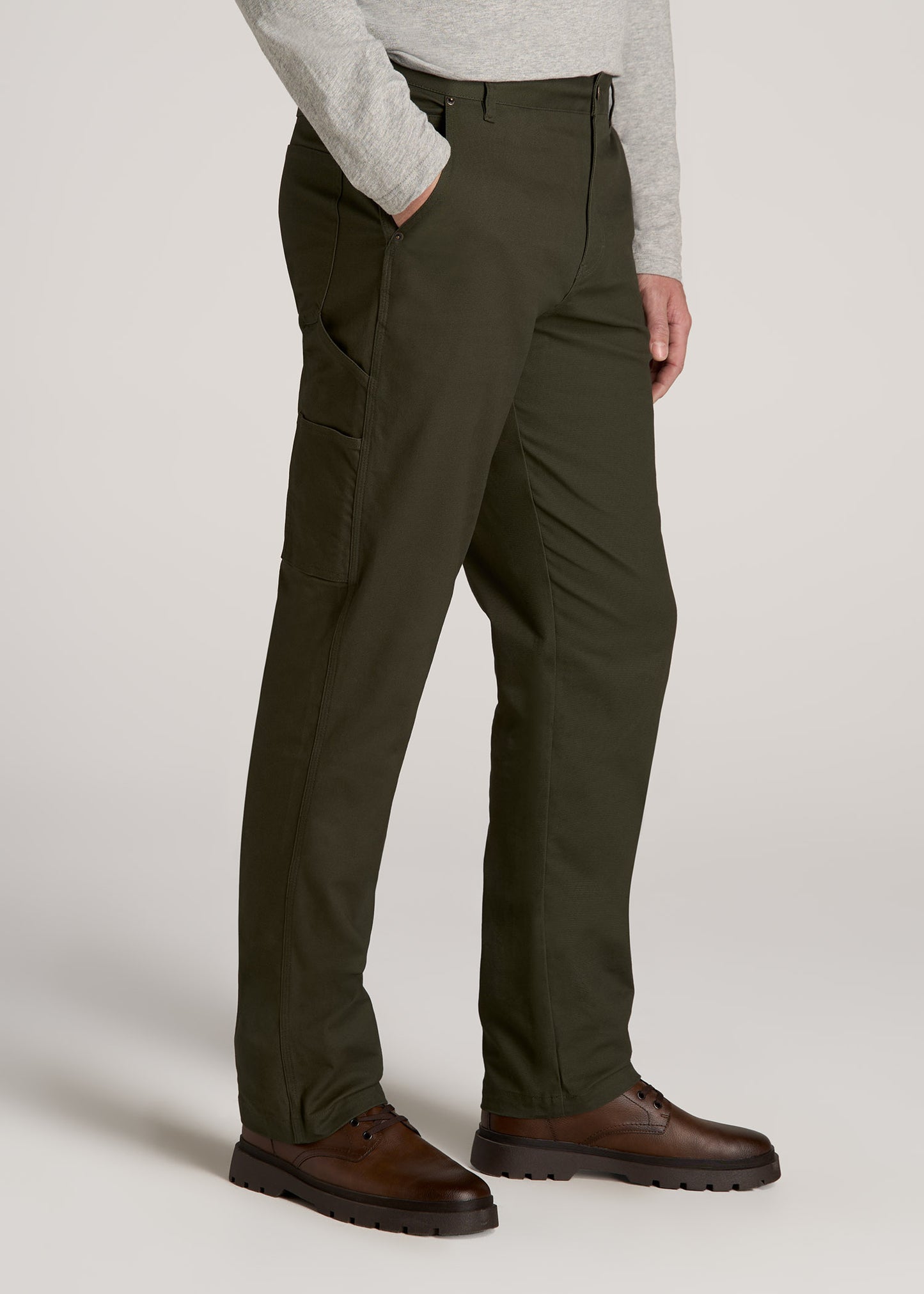 LJ&S Stretch Canvas REGULAR-FIT Carpenter's Pants for Tall Men in Thyme Green