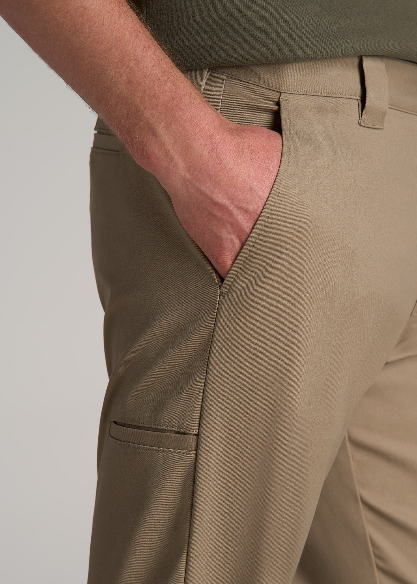 LJ&S Stretch Twill STRAIGHT-LEG Work Pants for Tall Men in Dusty Khaki